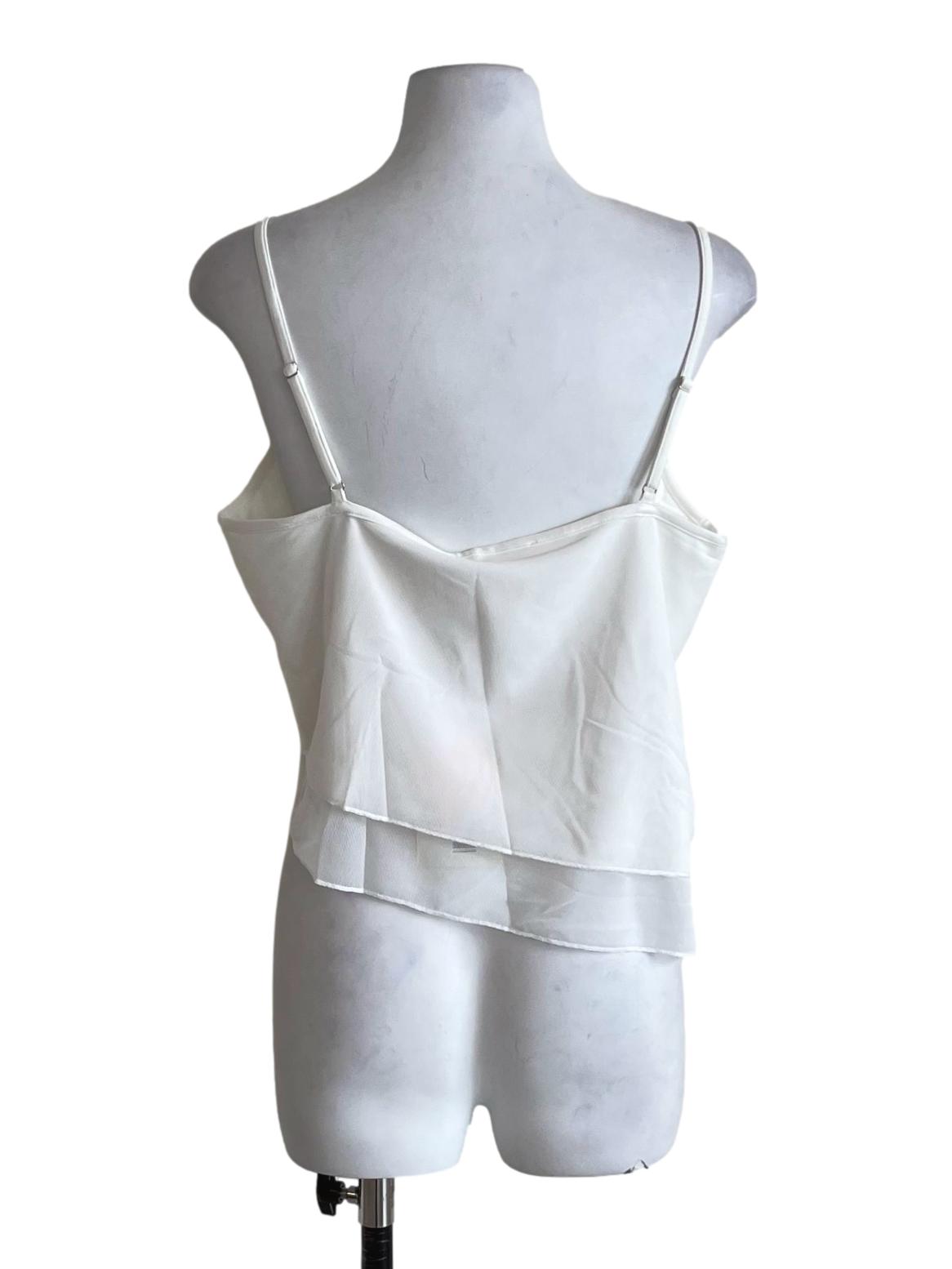 White Aubrey Mesh Ruffles Top