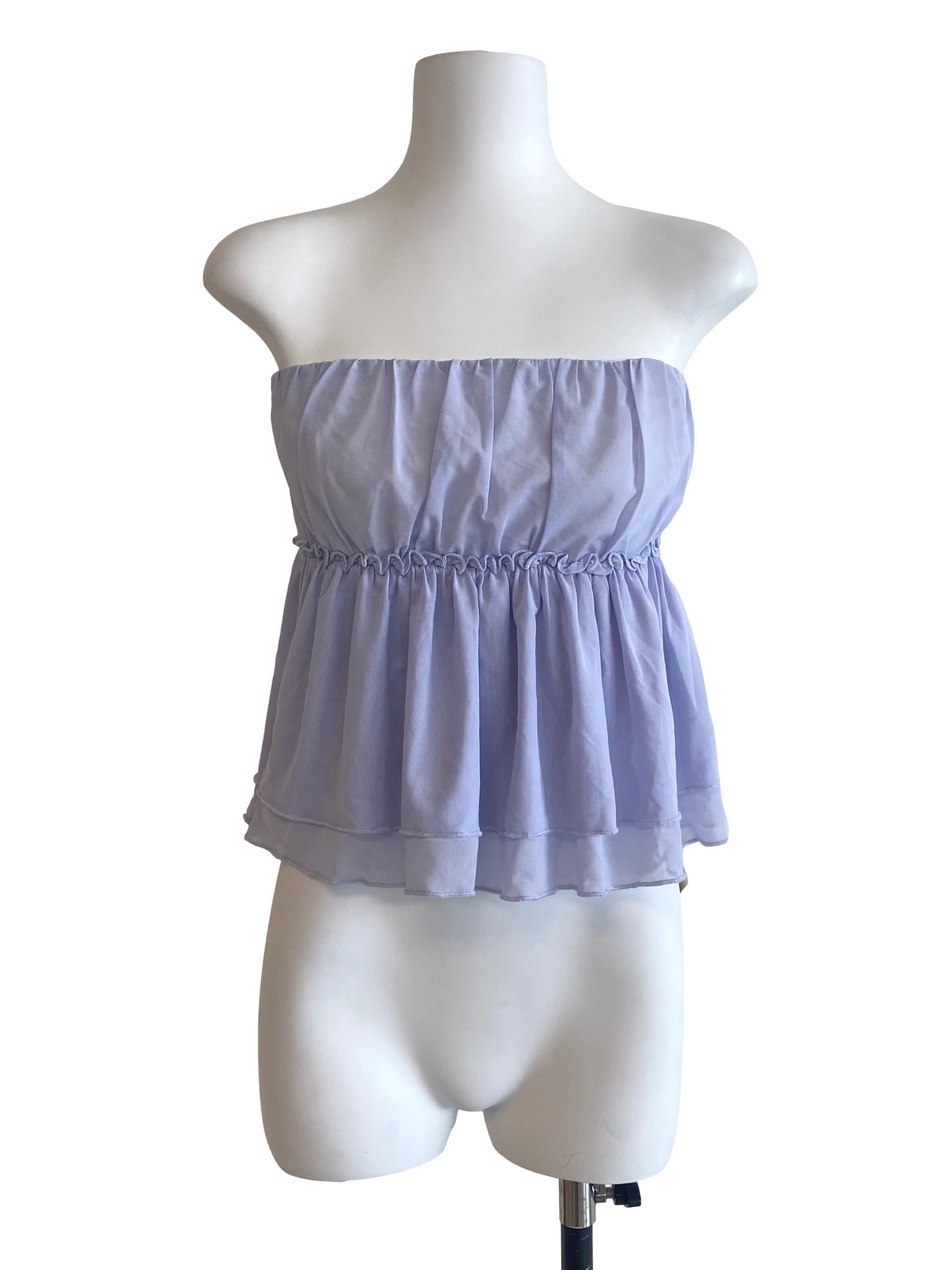 Periwinkle Purple Strapless Net Blouse