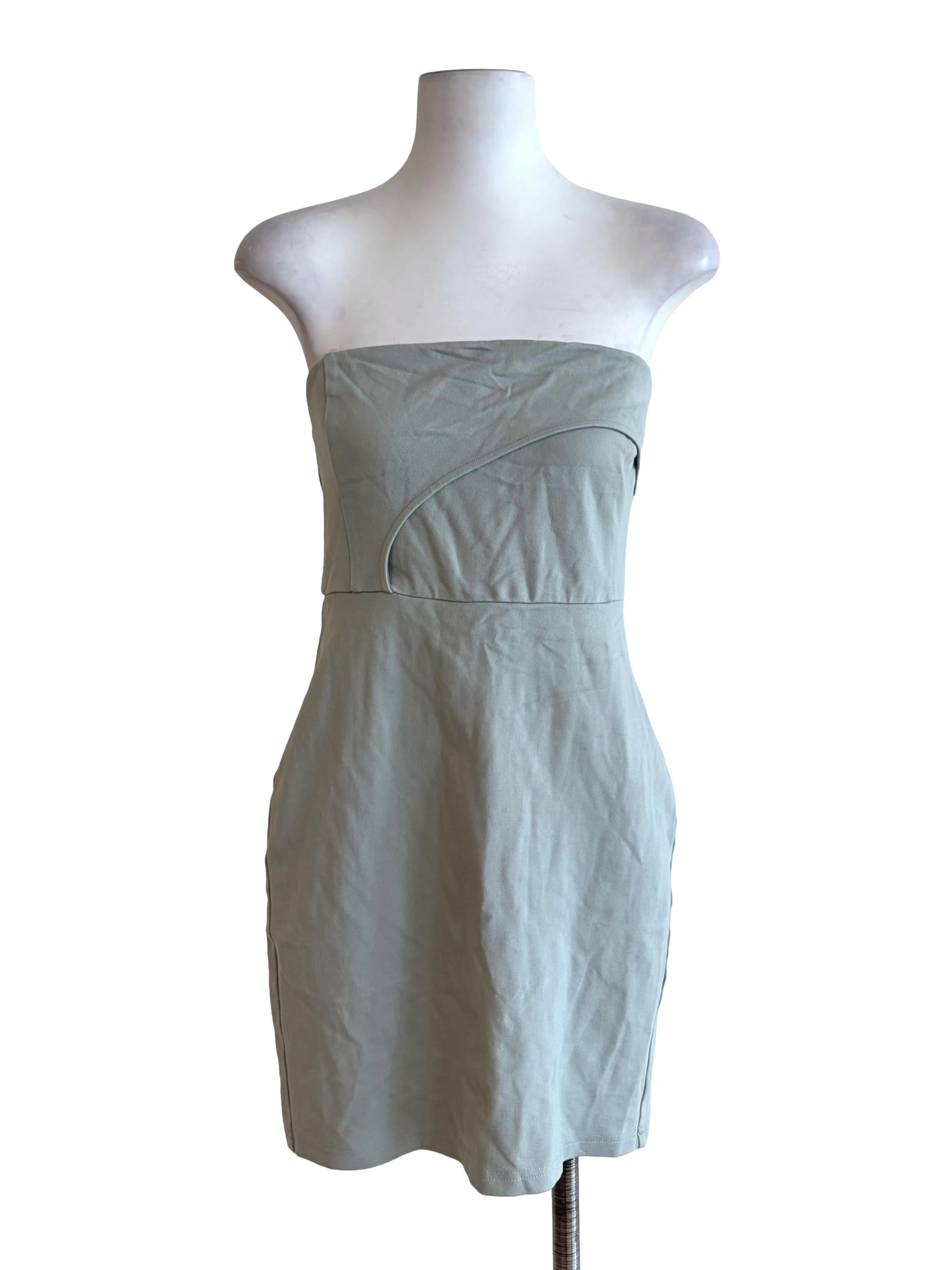 Stone Blue Strapless Bodycon Dress