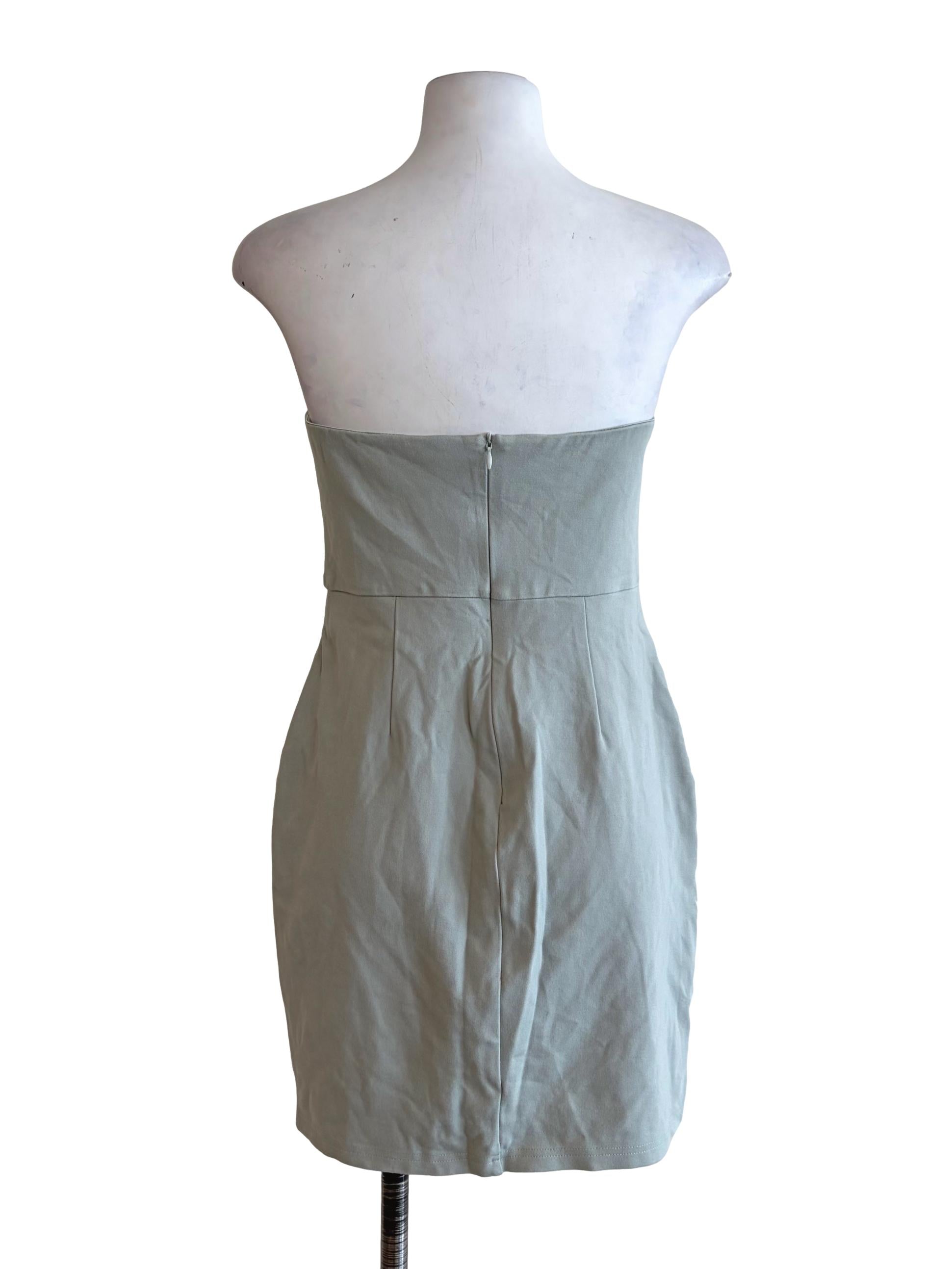Stone Blue Strapless Bodycon Dress