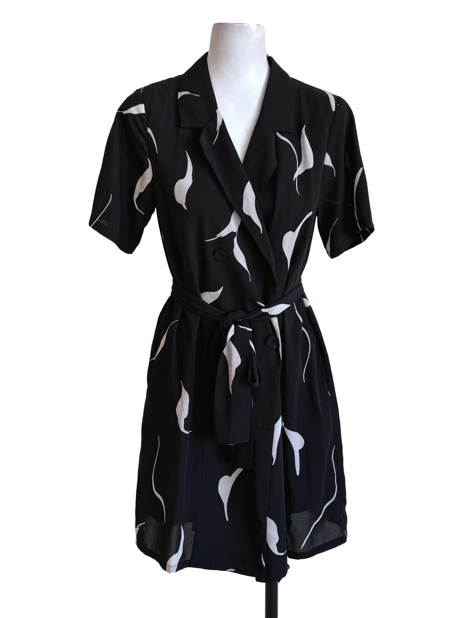 Black Double Breasted Belted Dress TCL