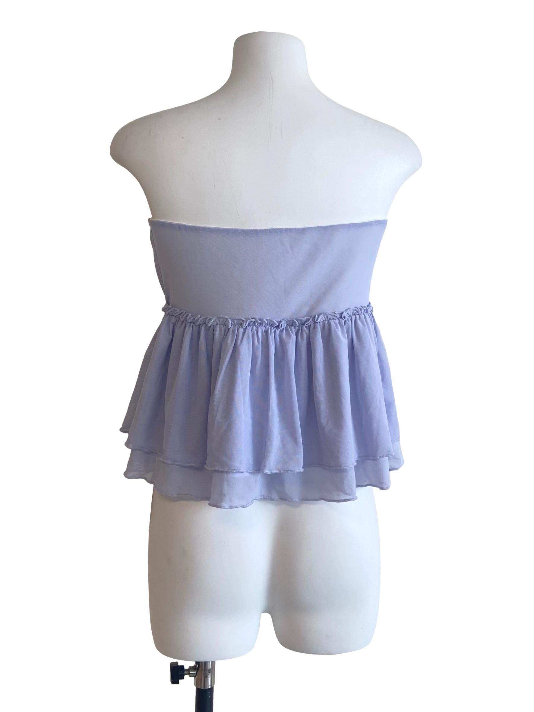 Periwinkle Purple Strapless Net Blouse