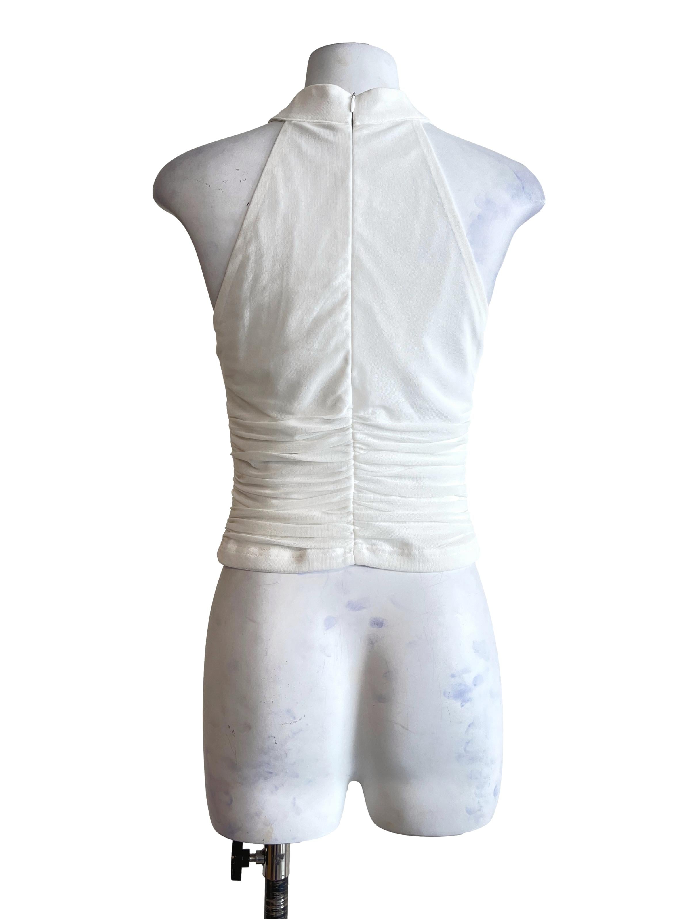 Off White High Neck Sleeveless Top