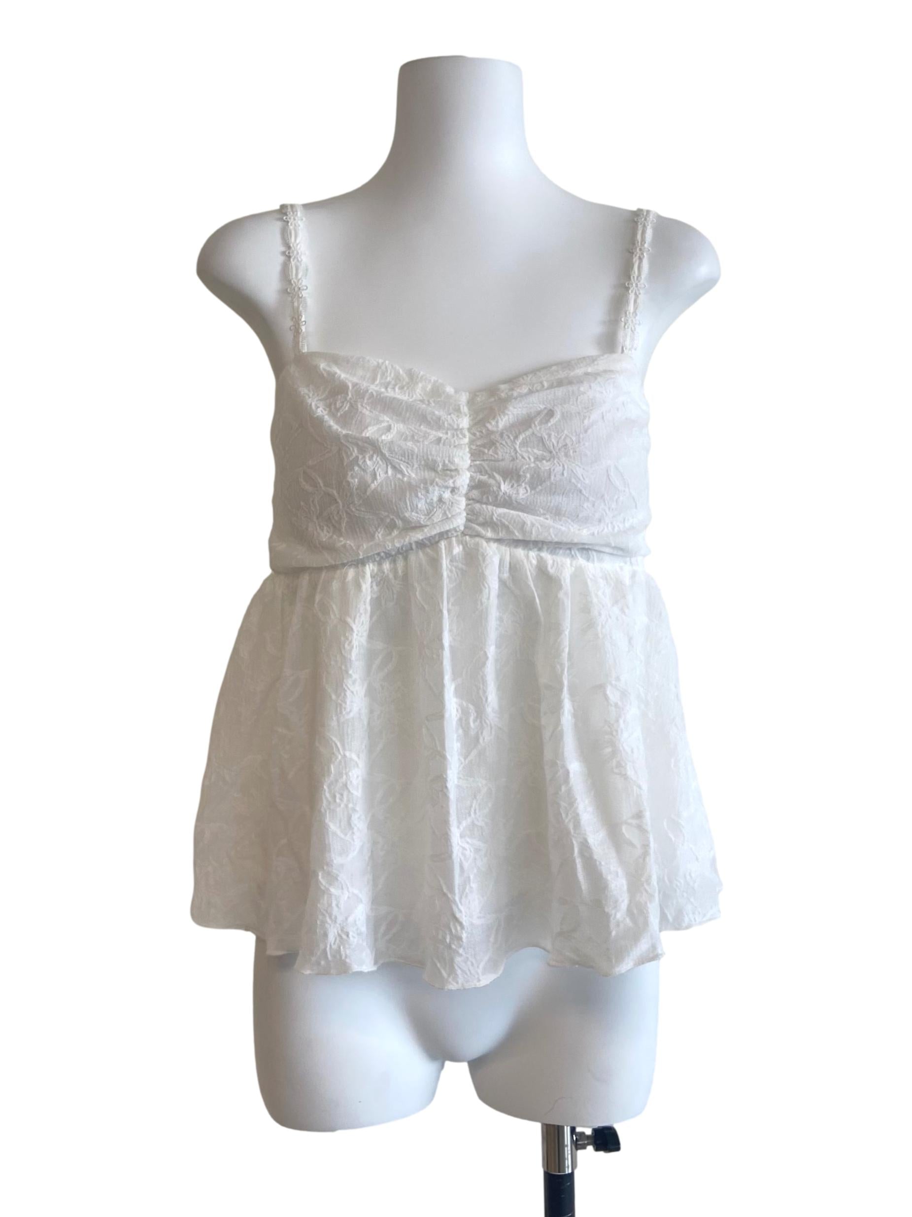 White Sleeveless Floral Lace Top