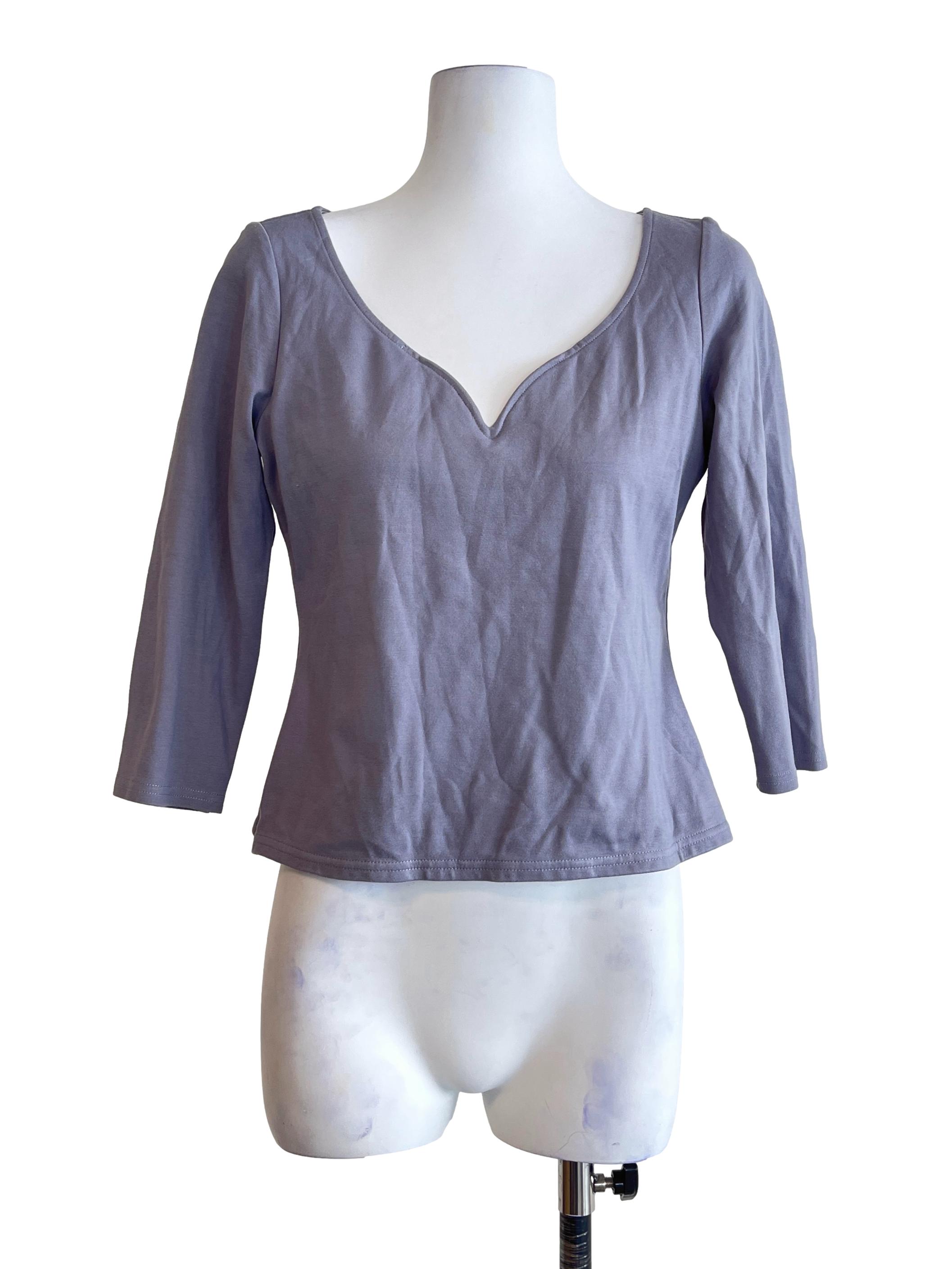 Pewter Grey Sweetheart Long Sleeve Top
