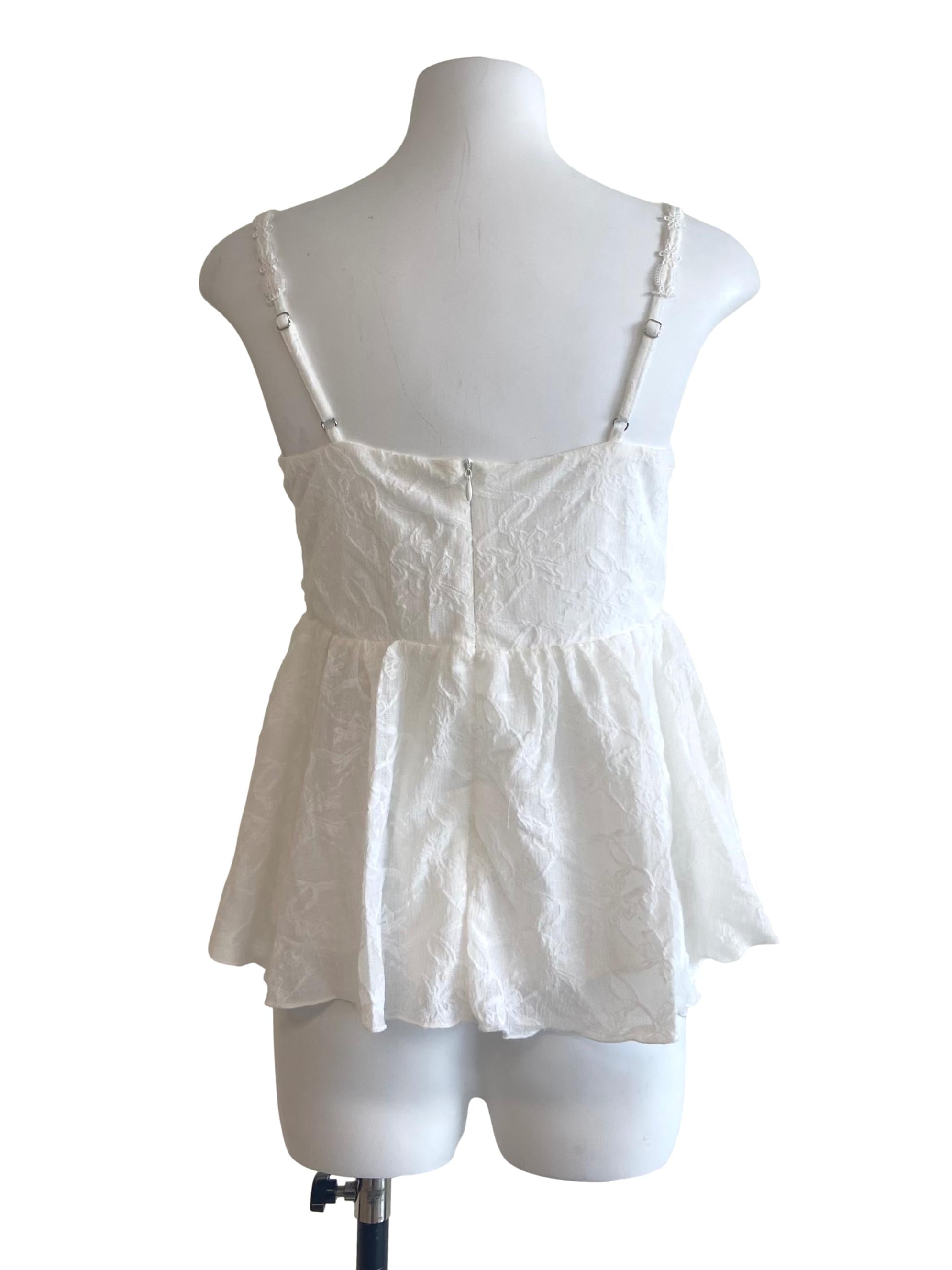 White Sleeveless Floral Lace Top
