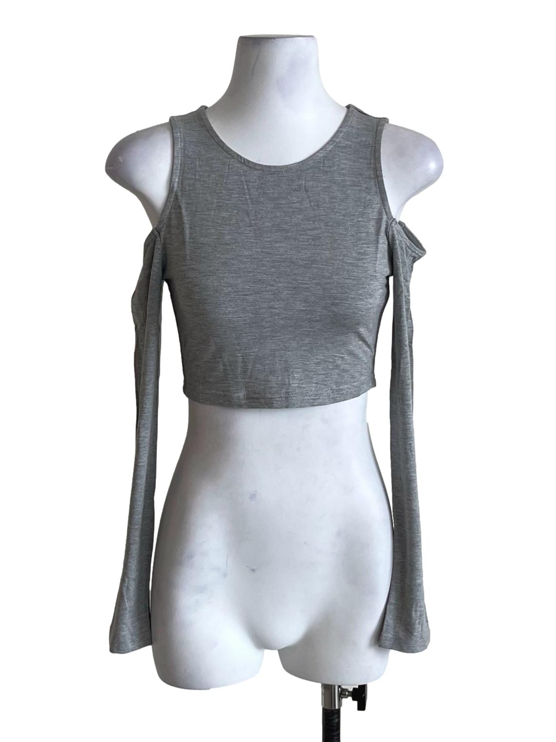 Light Grey Xander Cold Shoulder Long Sleeve Top