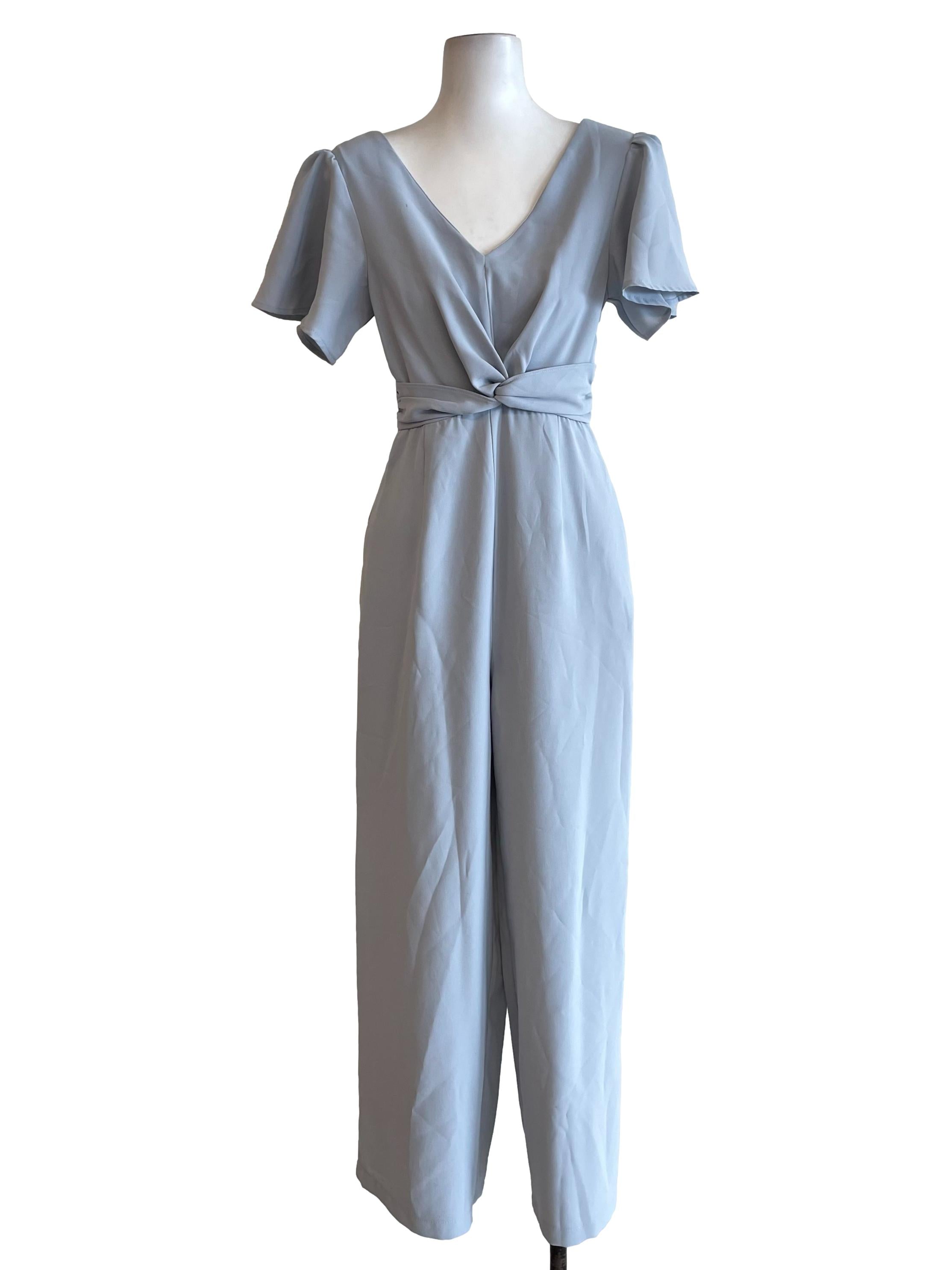 Pale Stone V Neck Jumpsuit
