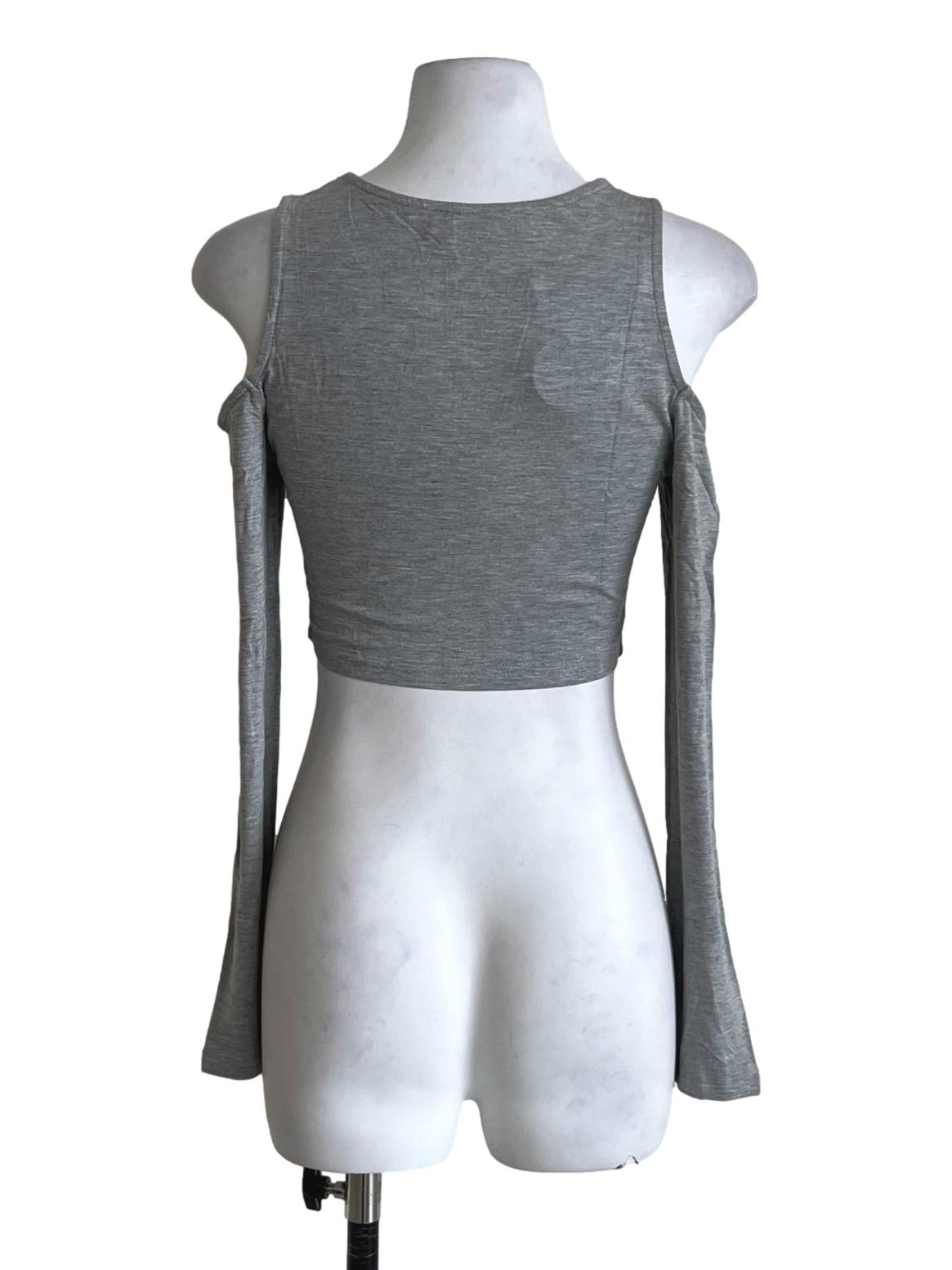 Light Grey Xander Cold Shoulder Long Sleeve Top