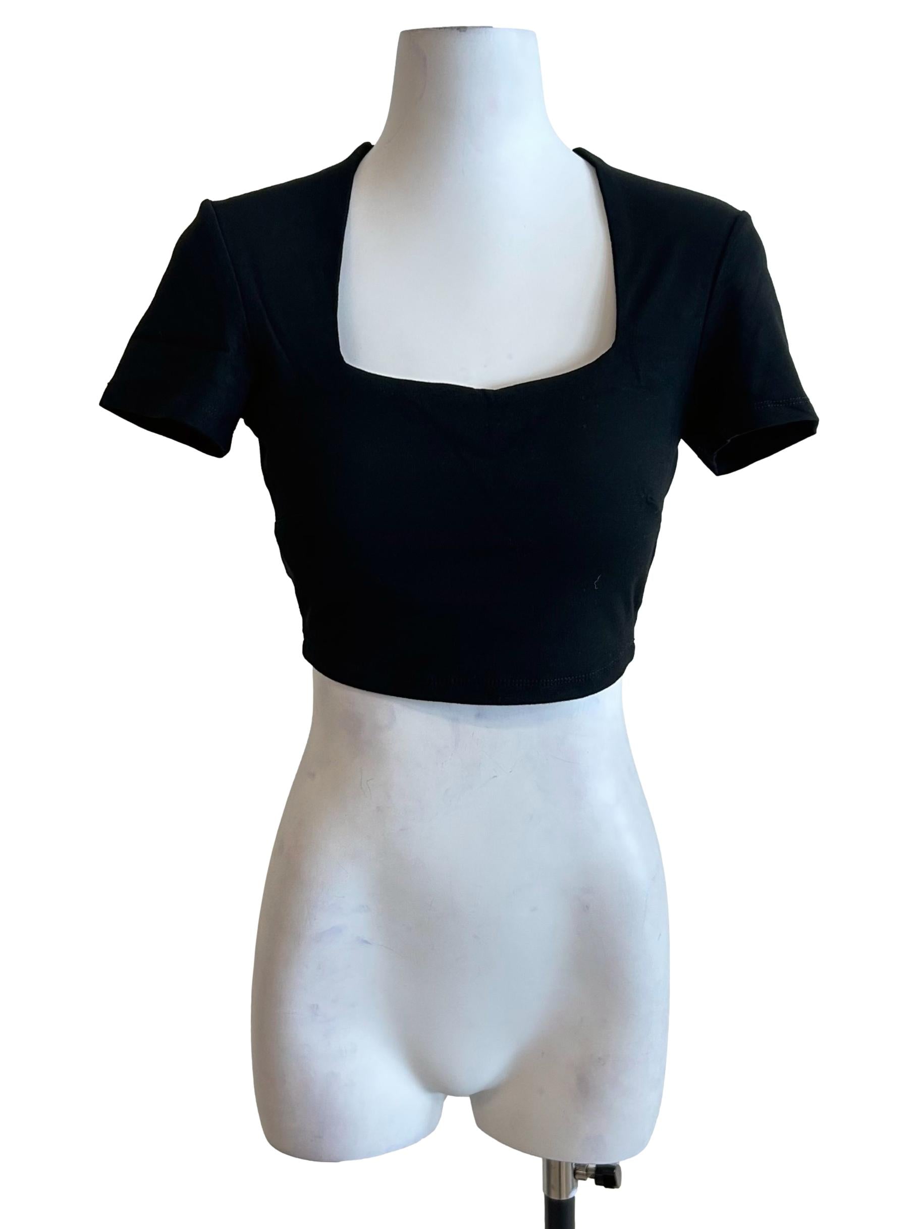 Black Square Neck Crop Top