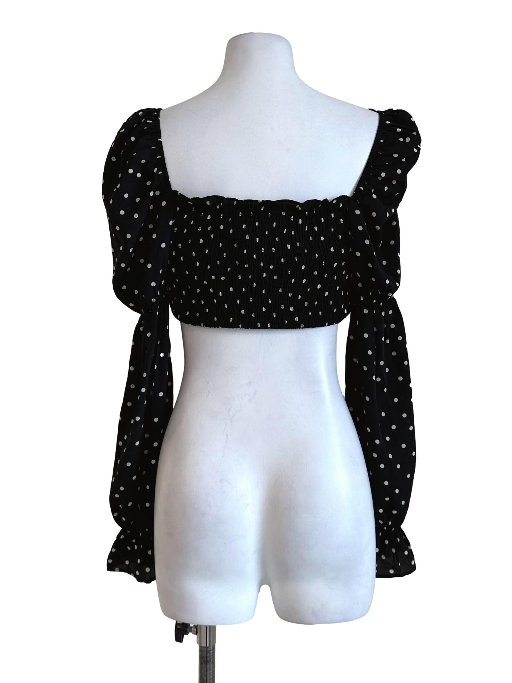 Black Polka Dot Crop Top