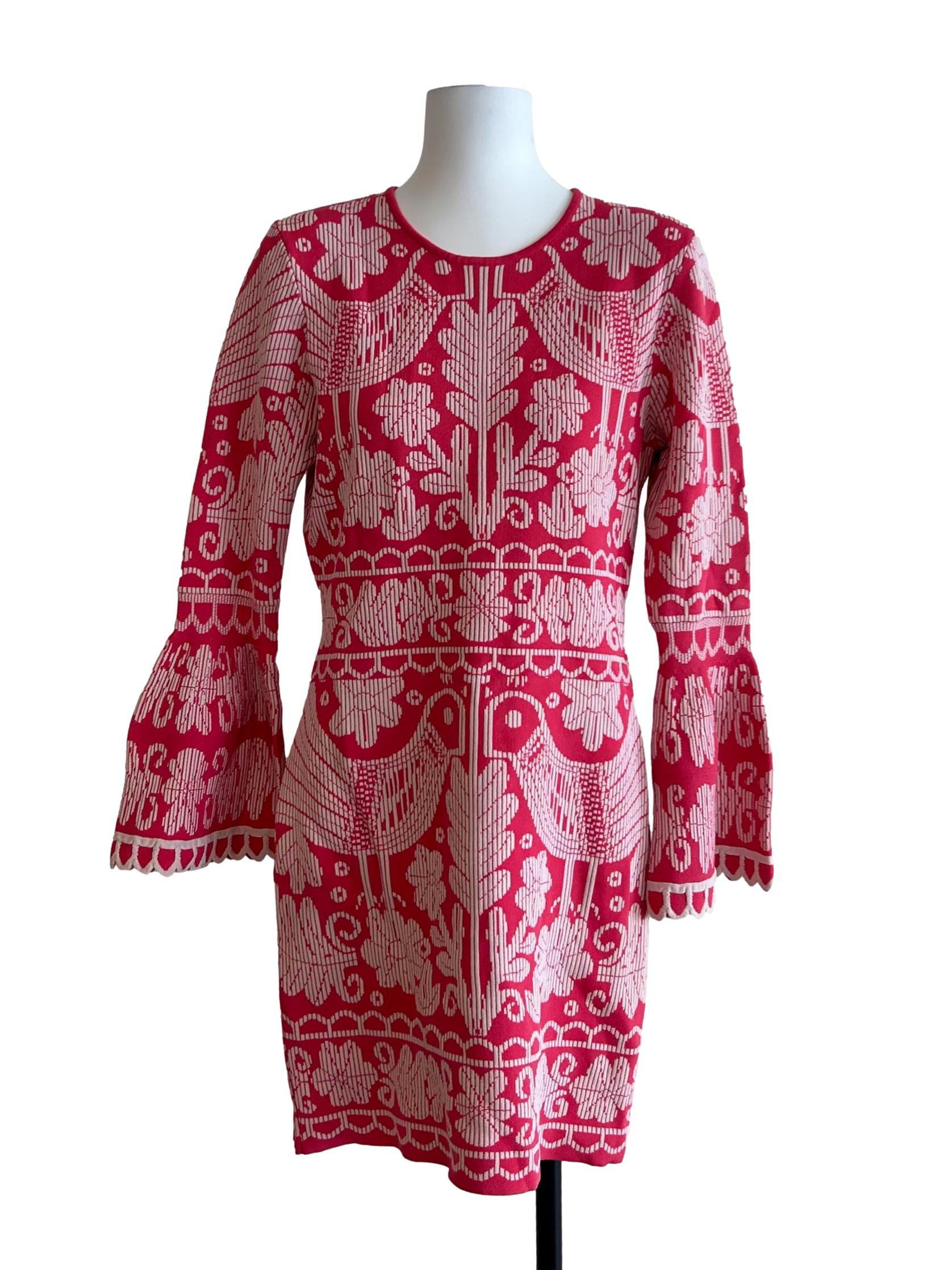 Alice McCall Crimson Pink Jacquard Knit Dress | REFASH
