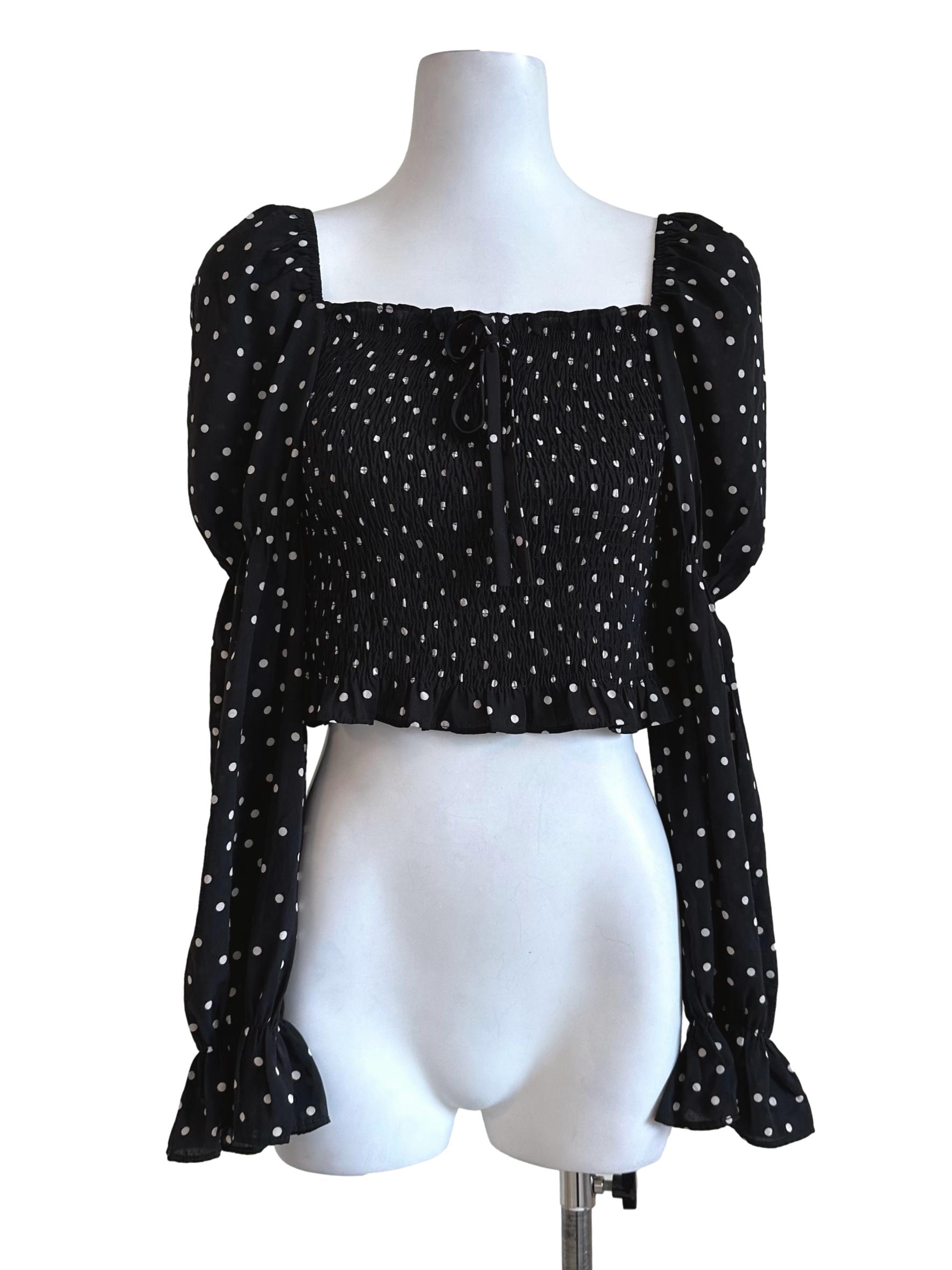 Black Polka Dot Crop Top