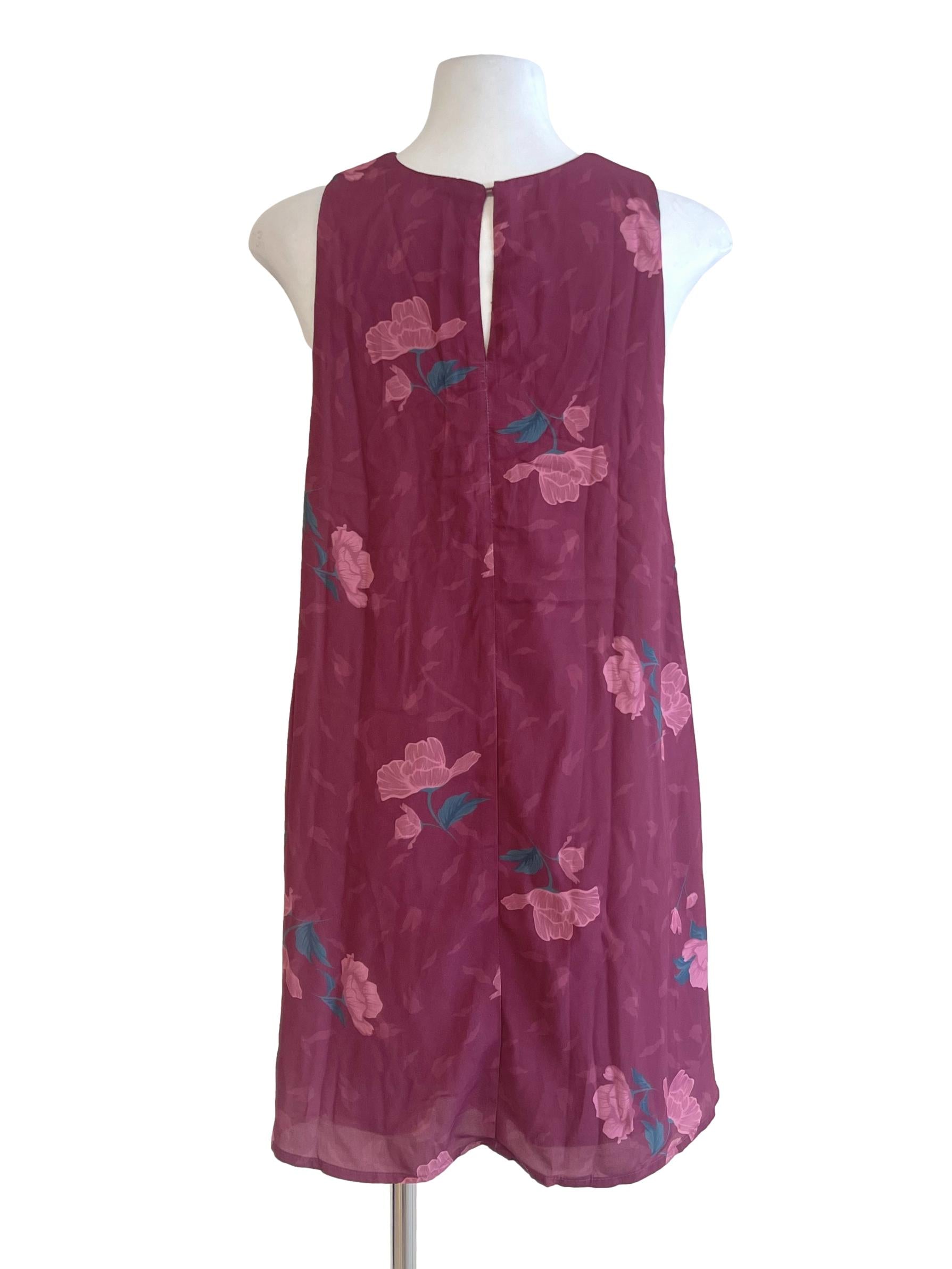 Rosewood Rose Printed Jewel Neck Shift Dress