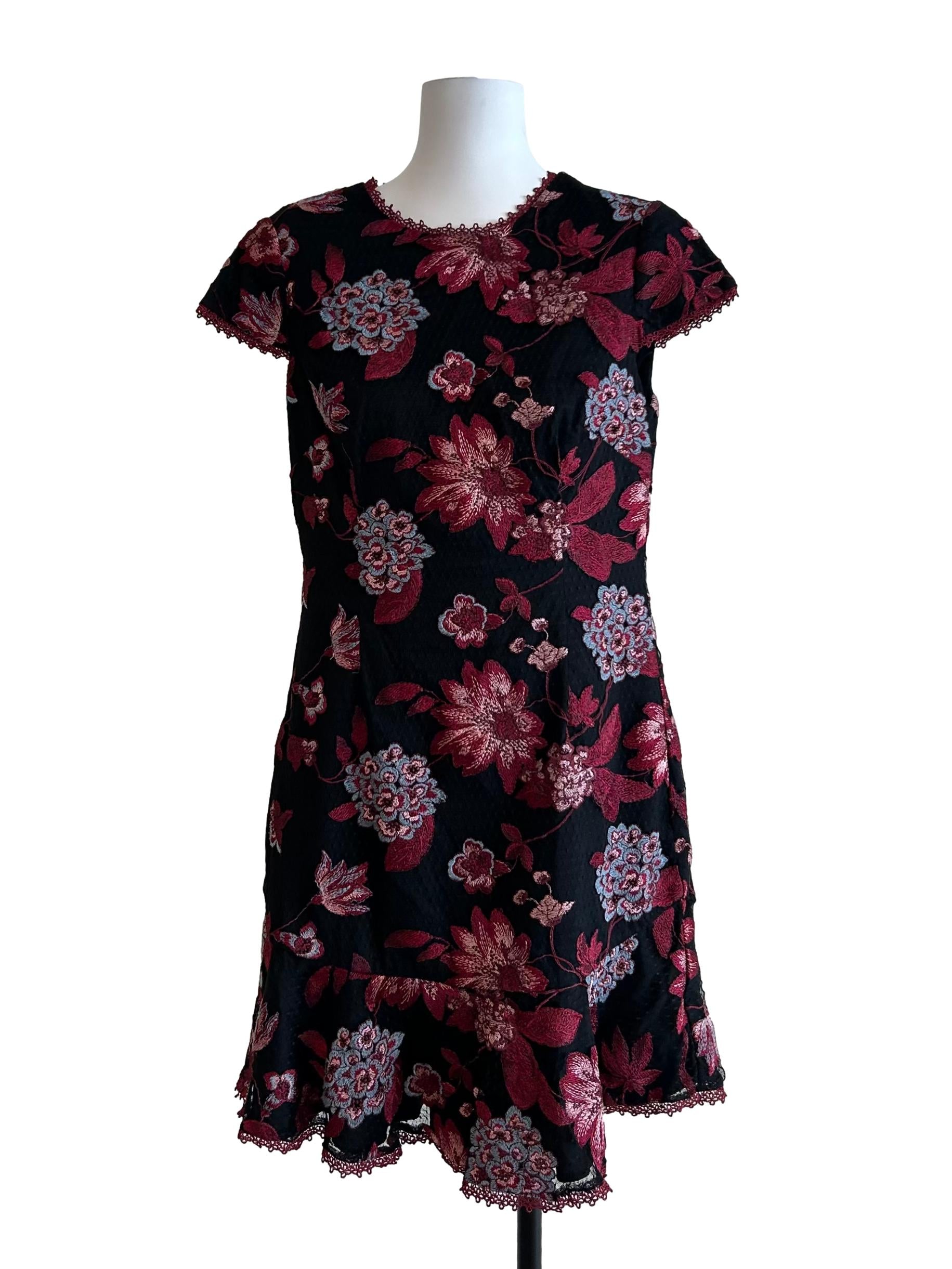 Black And Maroon Floral Dress