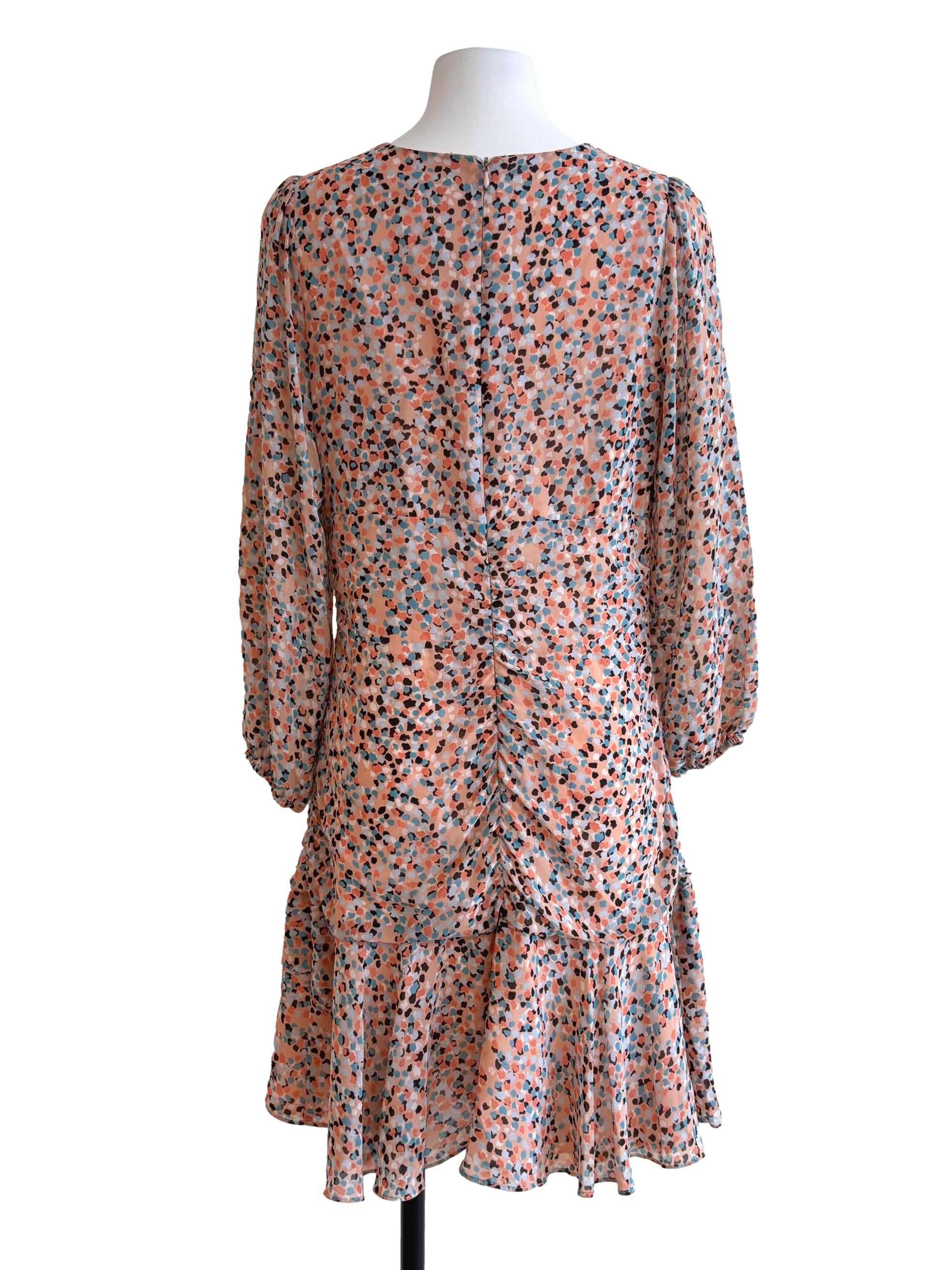 Light Orange Prints V Neck Dress