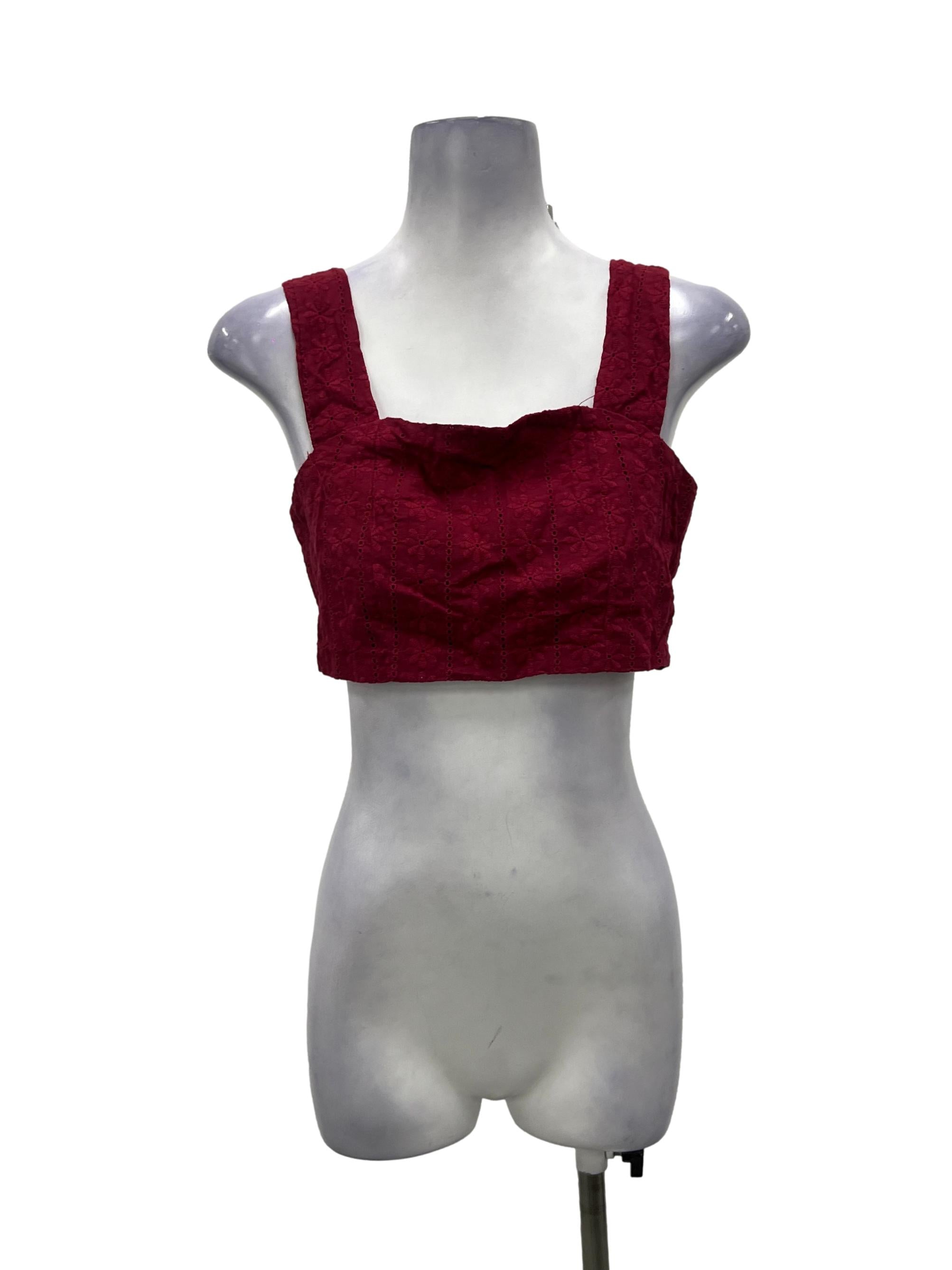 Sangria Red Eyelet Crop Top