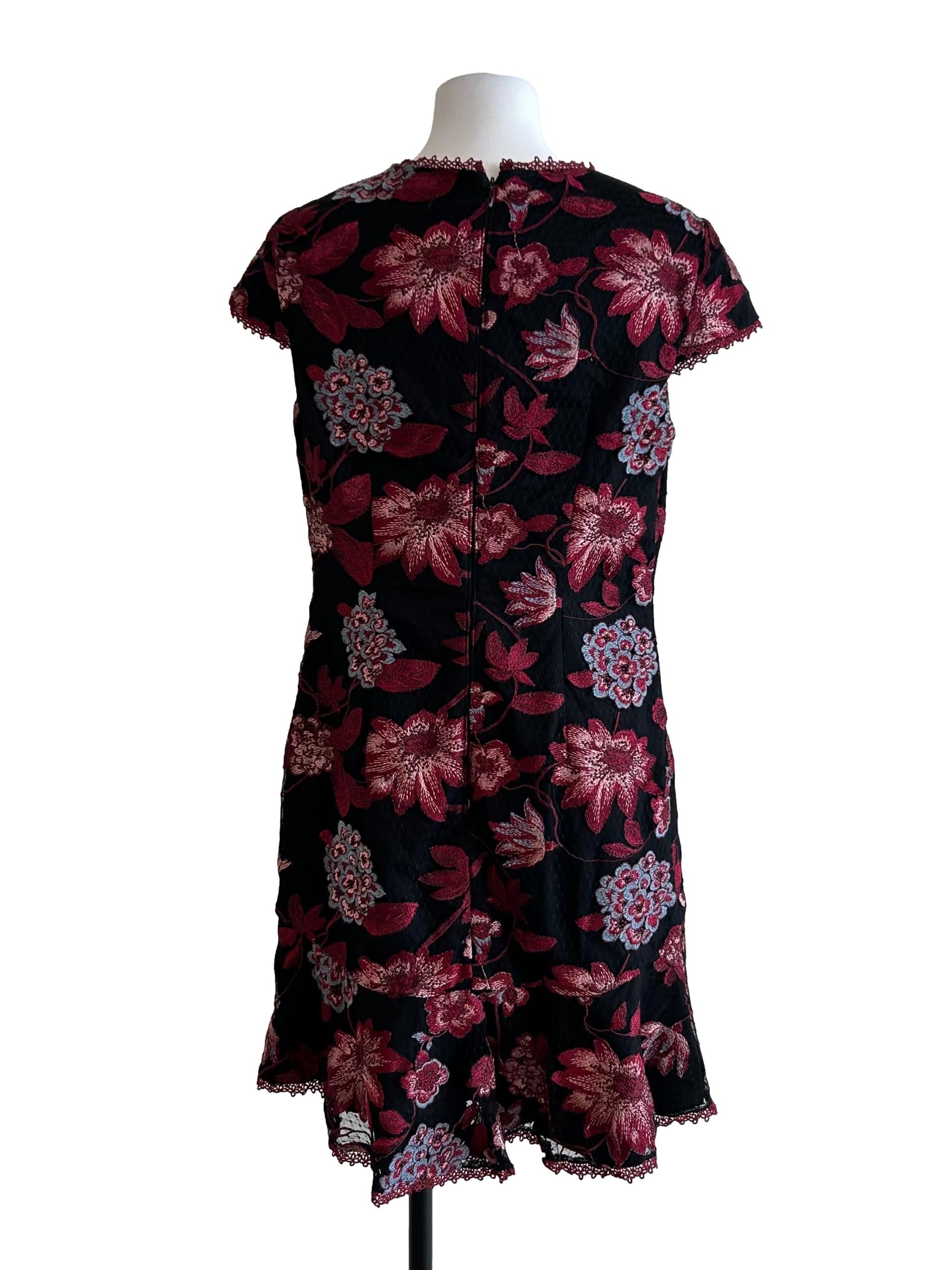 Black And Maroon Floral Dress