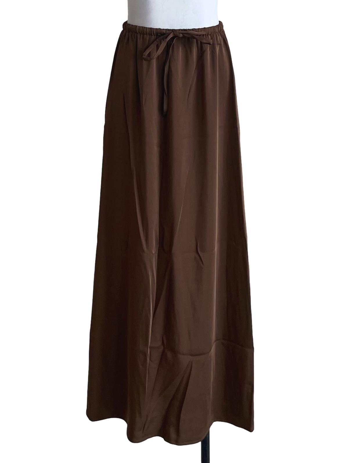 Brown Fiore Satin Maxi Skirt