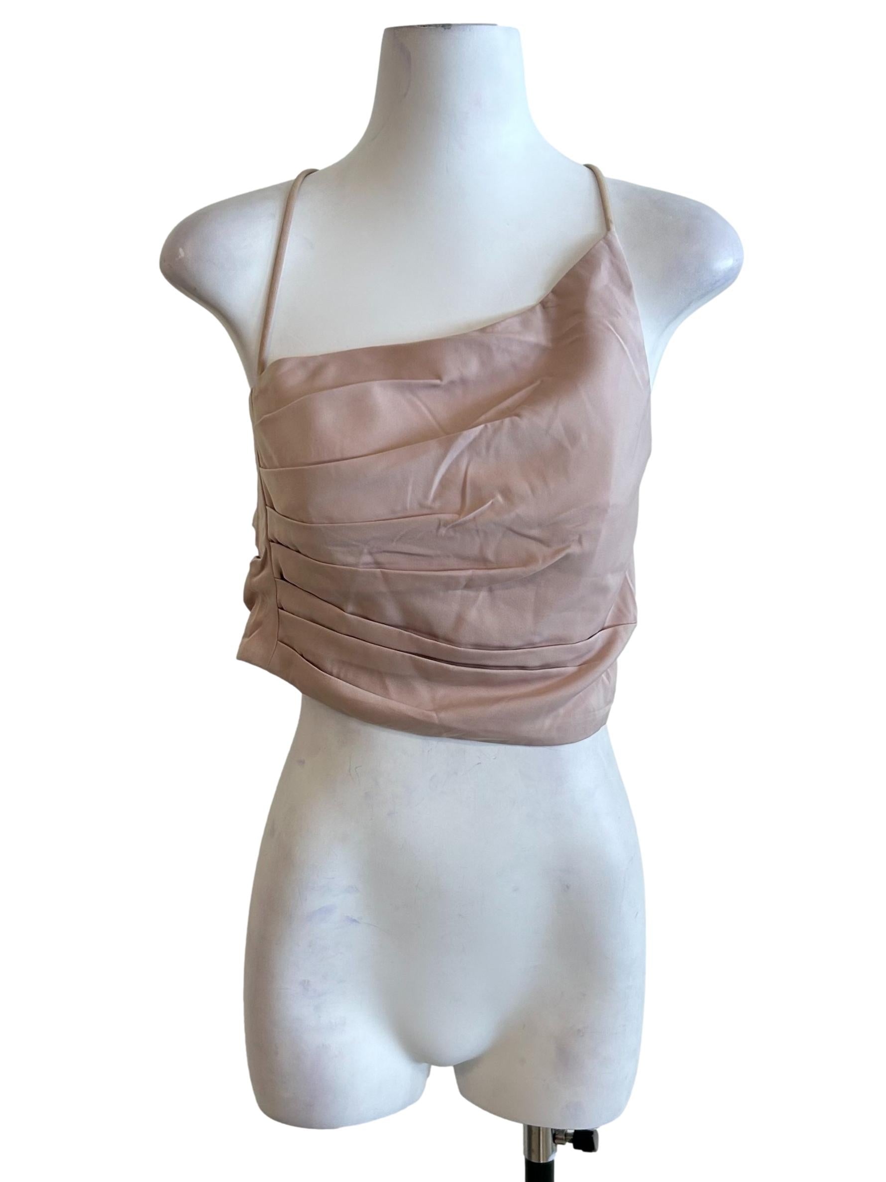 Blush Pink Asymmetric Pleated Top