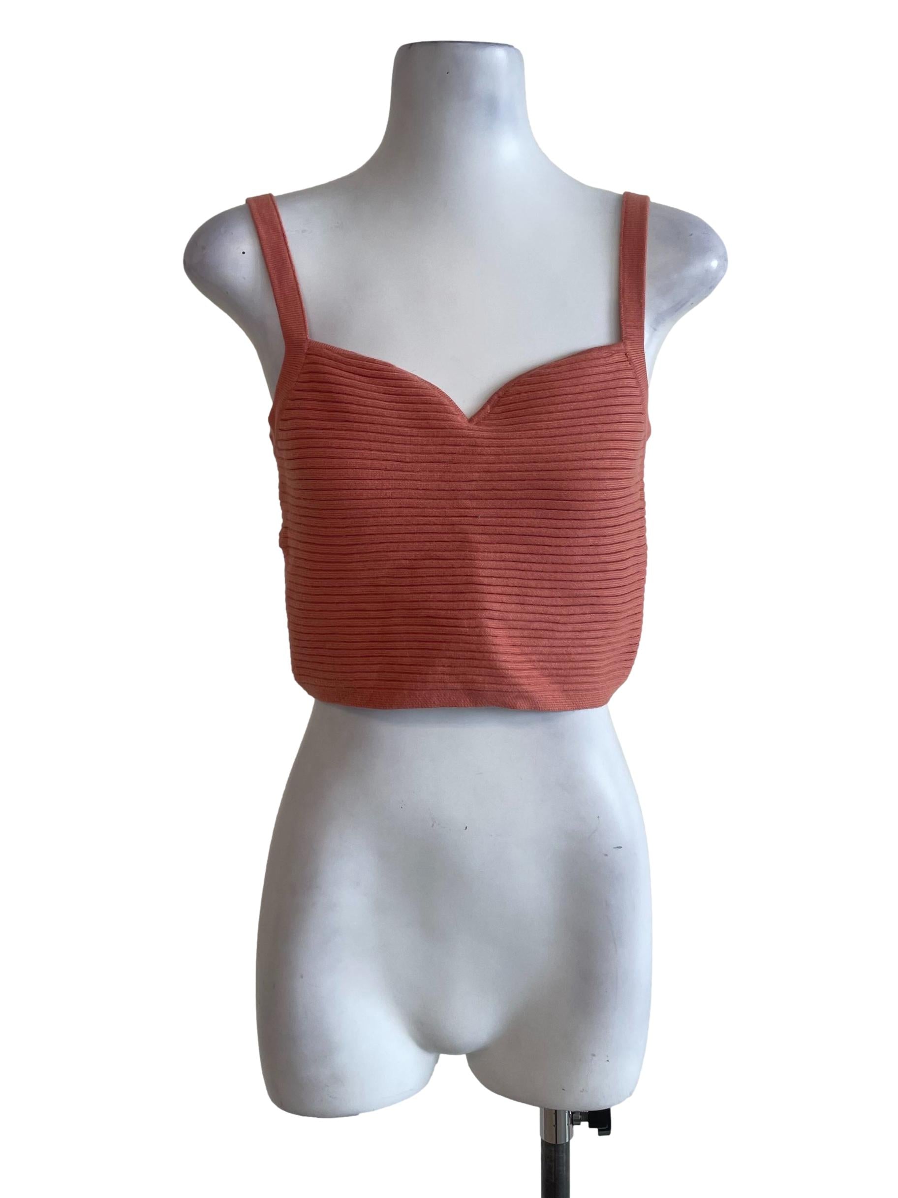 Orange Ribbed Crop Top
