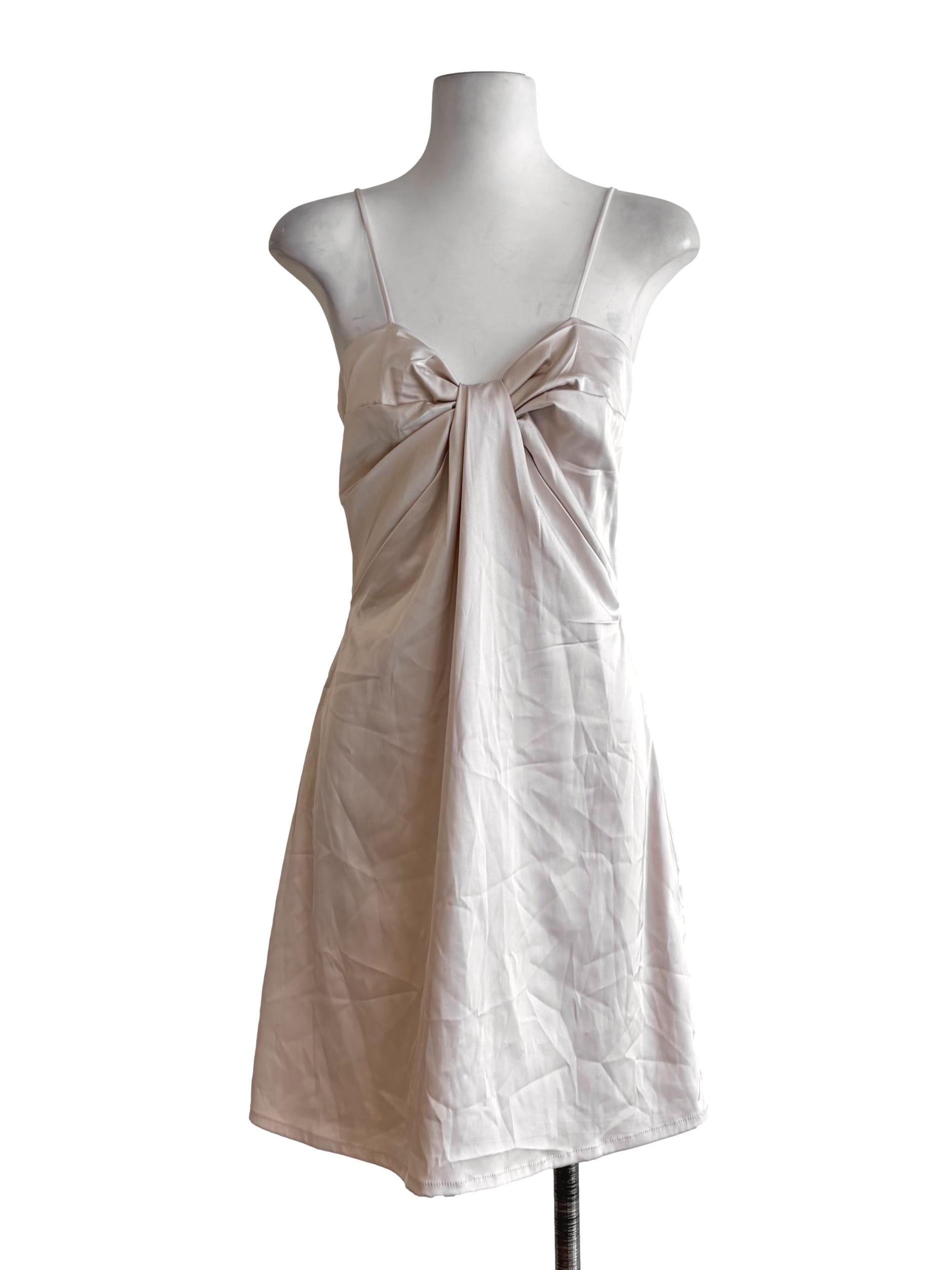 Pearl Pink Silk Crossed Front Slip Dress
