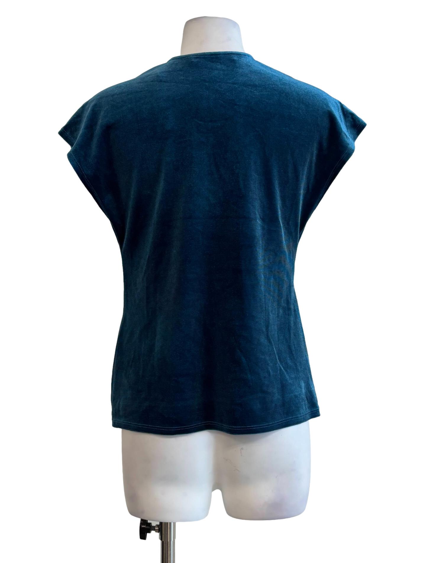 Teal Blue Front Twist Velvet Top