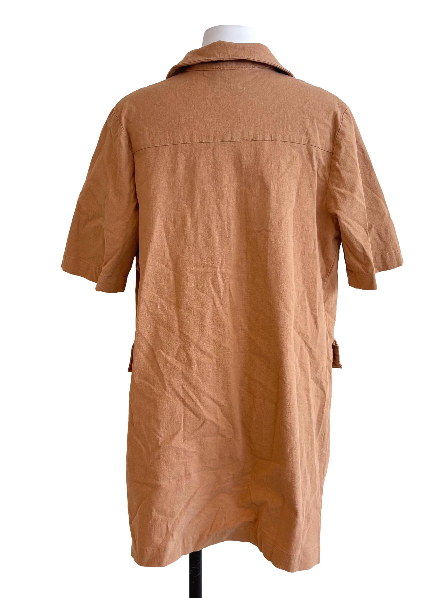 Light Brown Button Mini Dress