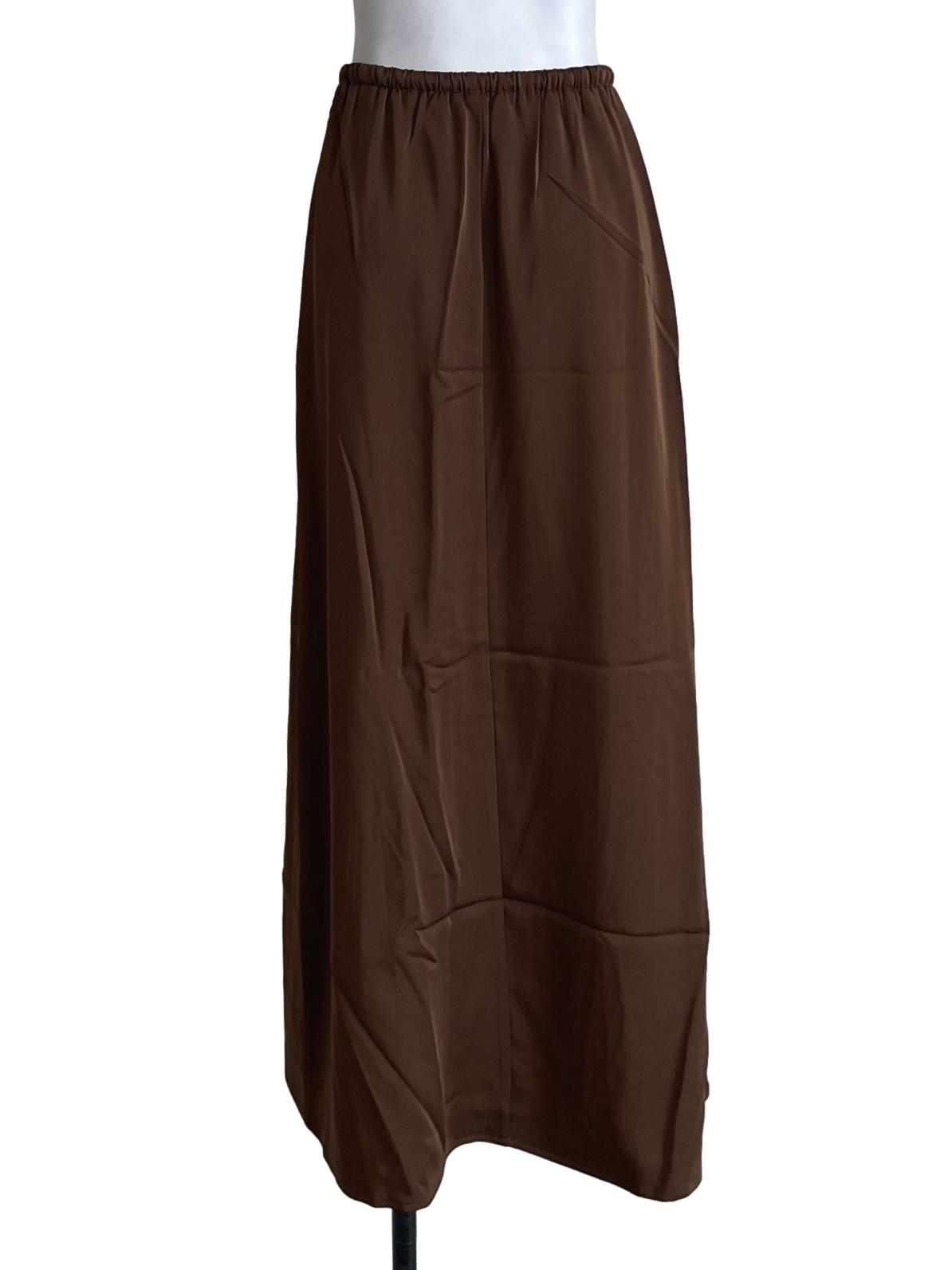 Brown Fiore Satin Maxi Skirt