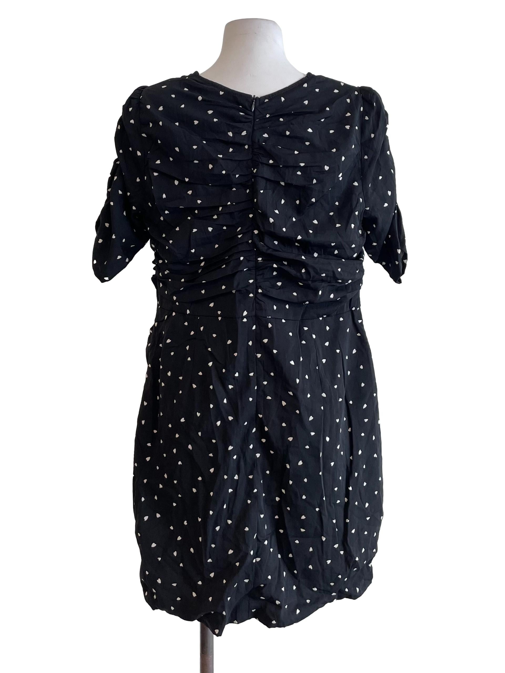 Black Scrunch Hearts Dress
