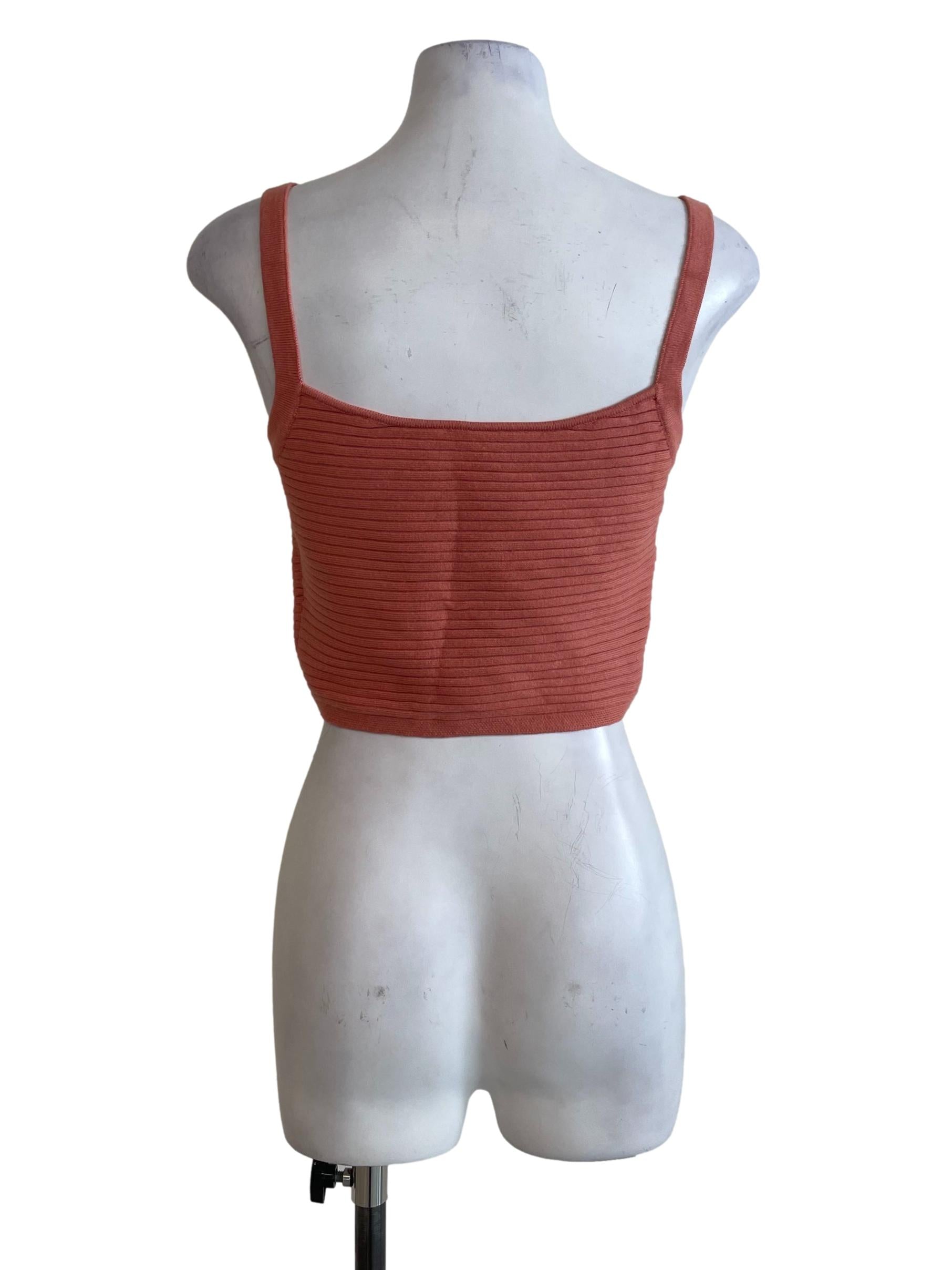 Orange Ribbed Crop Top