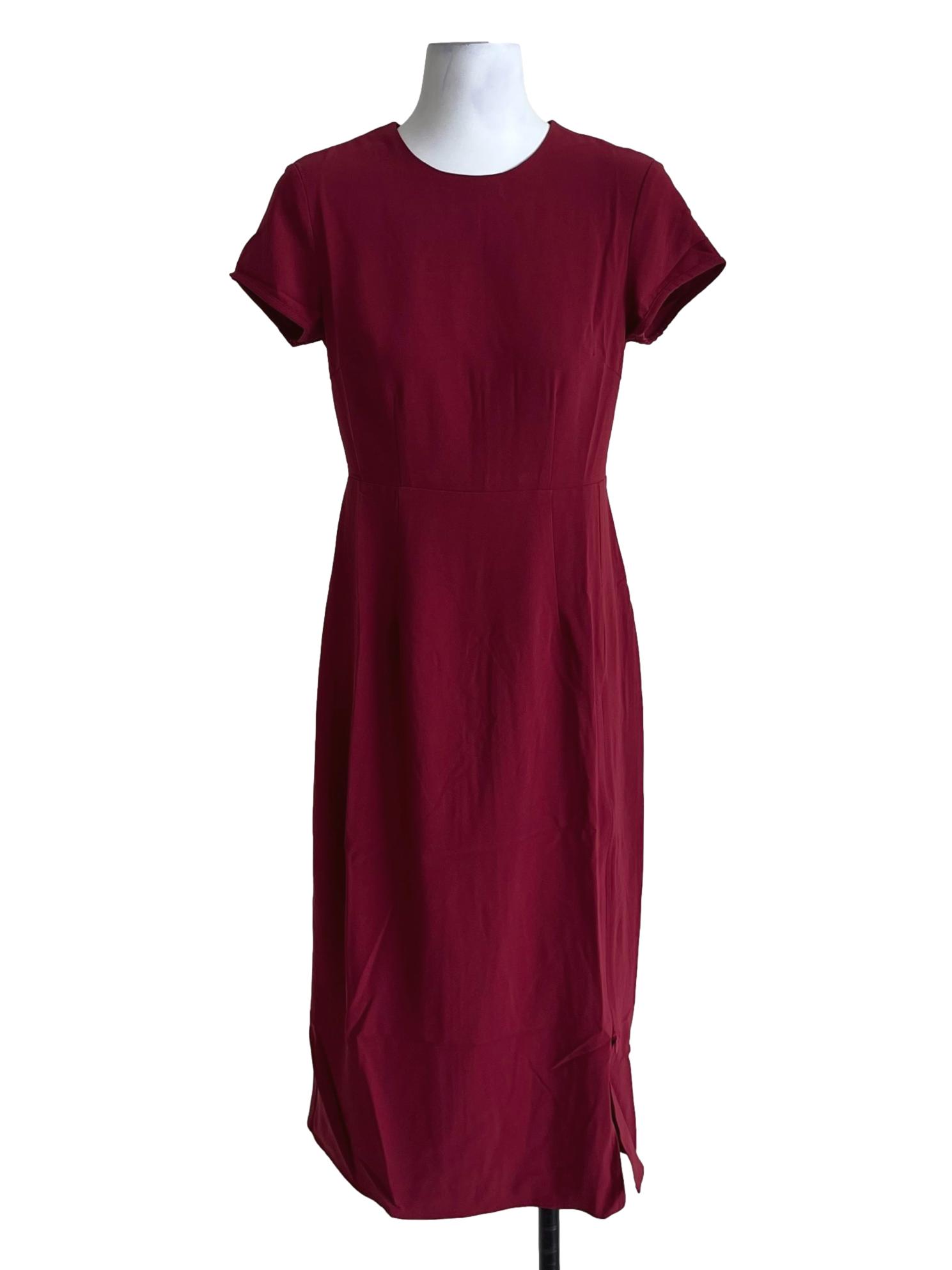 Maroon Irene Front Slit Midi Dress