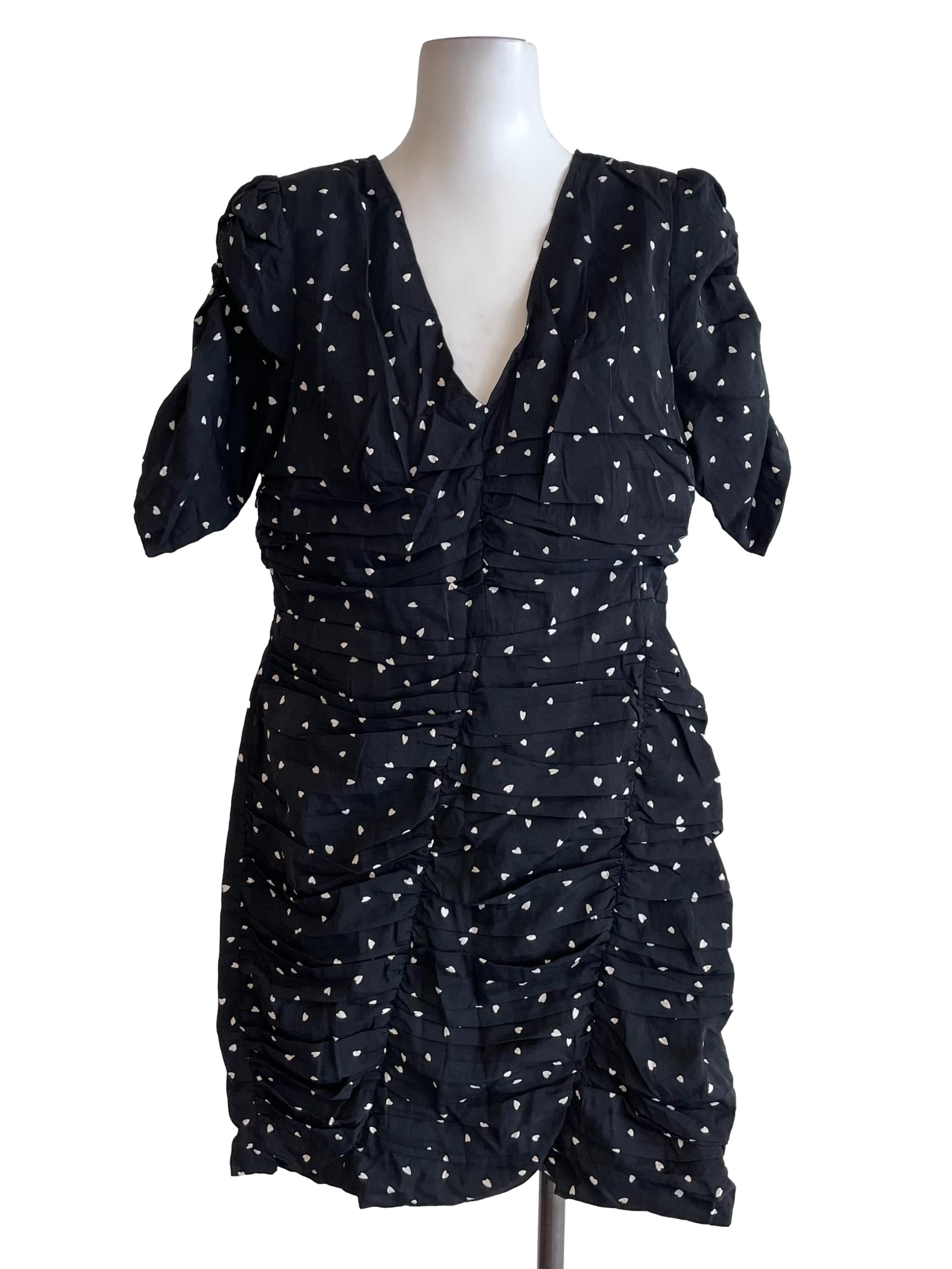 Black Scrunch Hearts Dress