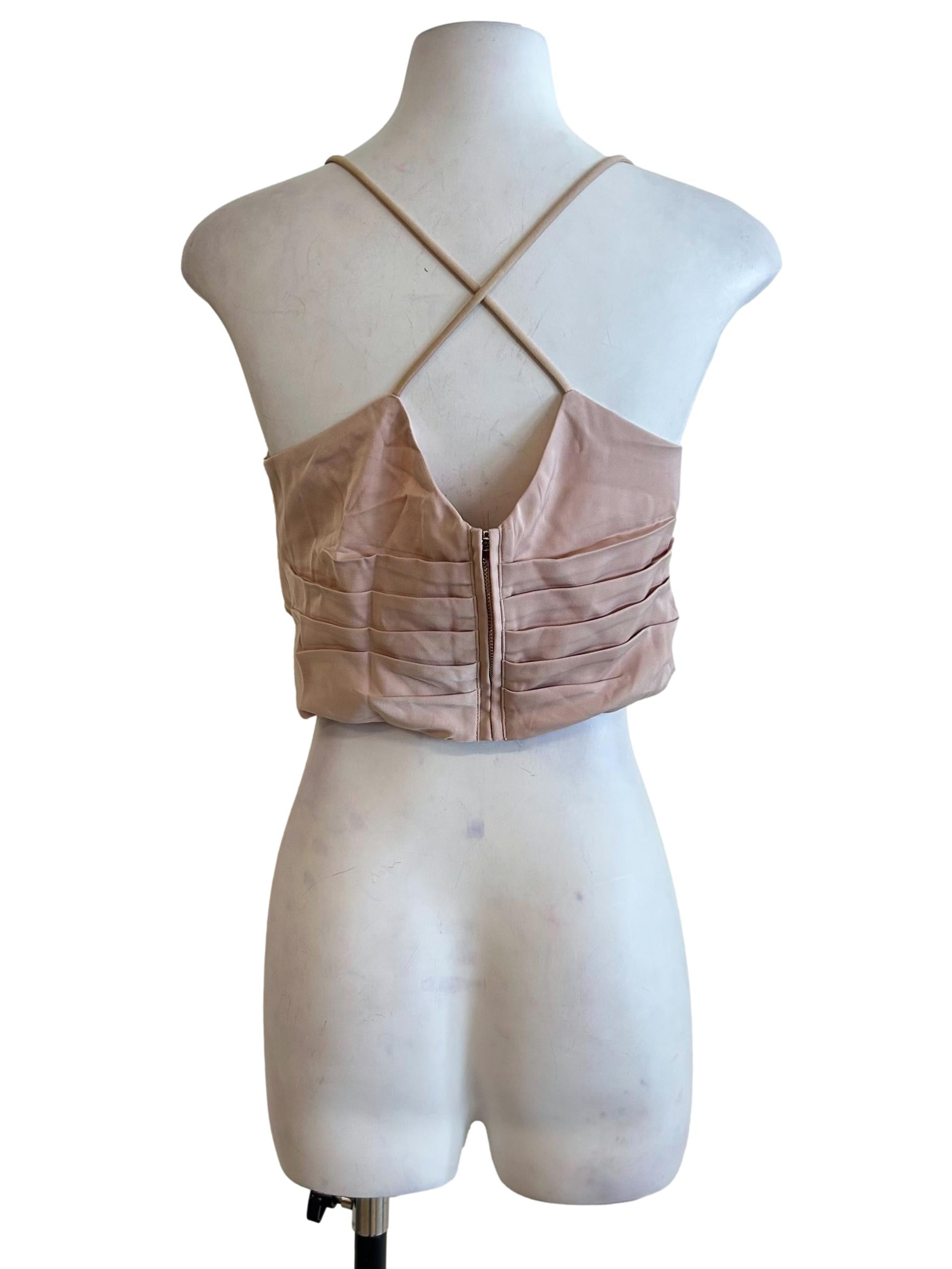 Blush Pink Asymmetric Pleated Top