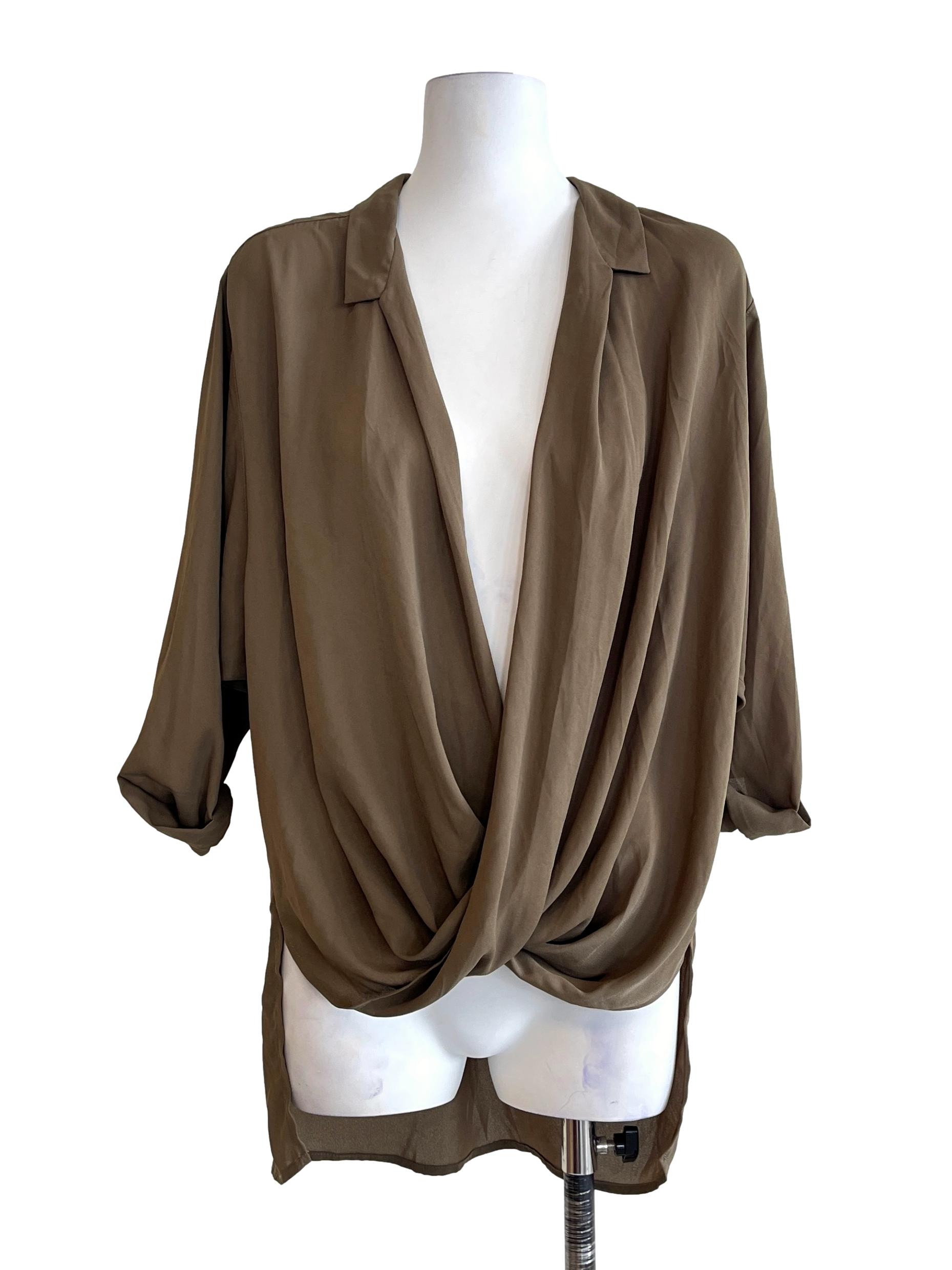 Pickle Green Scoop Quarter Sleeve Top