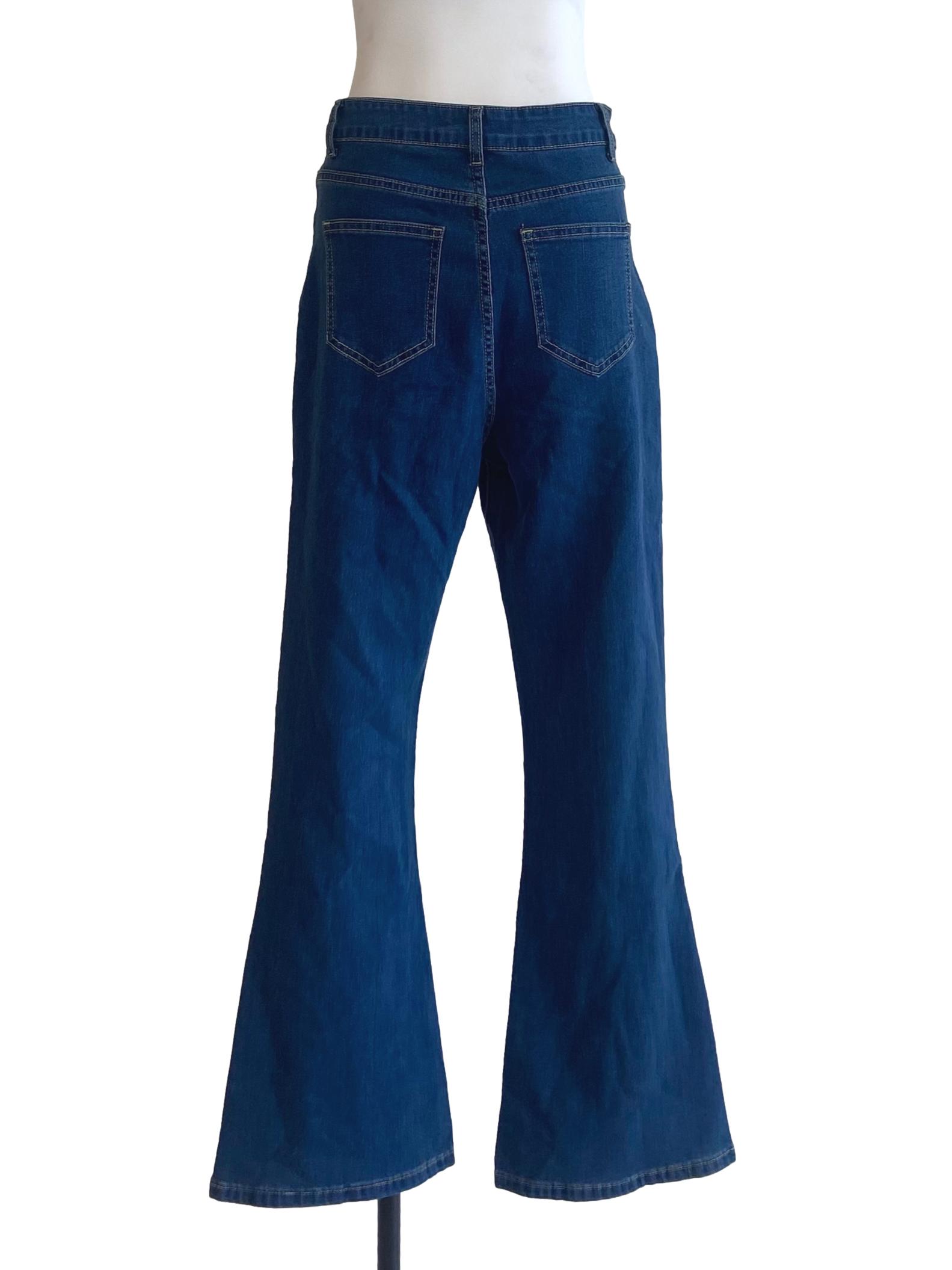 Blue Twill Skinny Flared Jeans