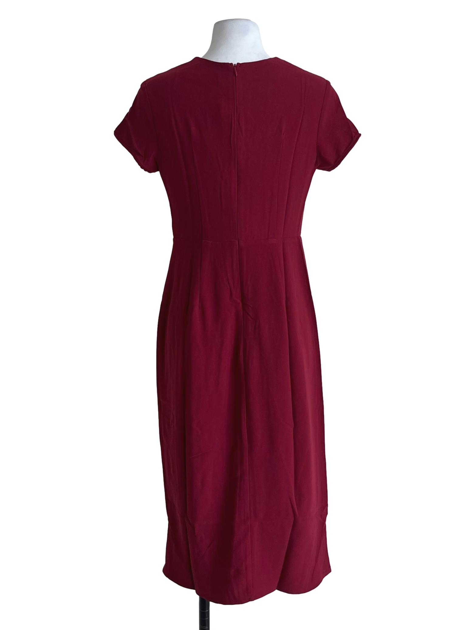 Maroon Irene Front Slit Midi Dress