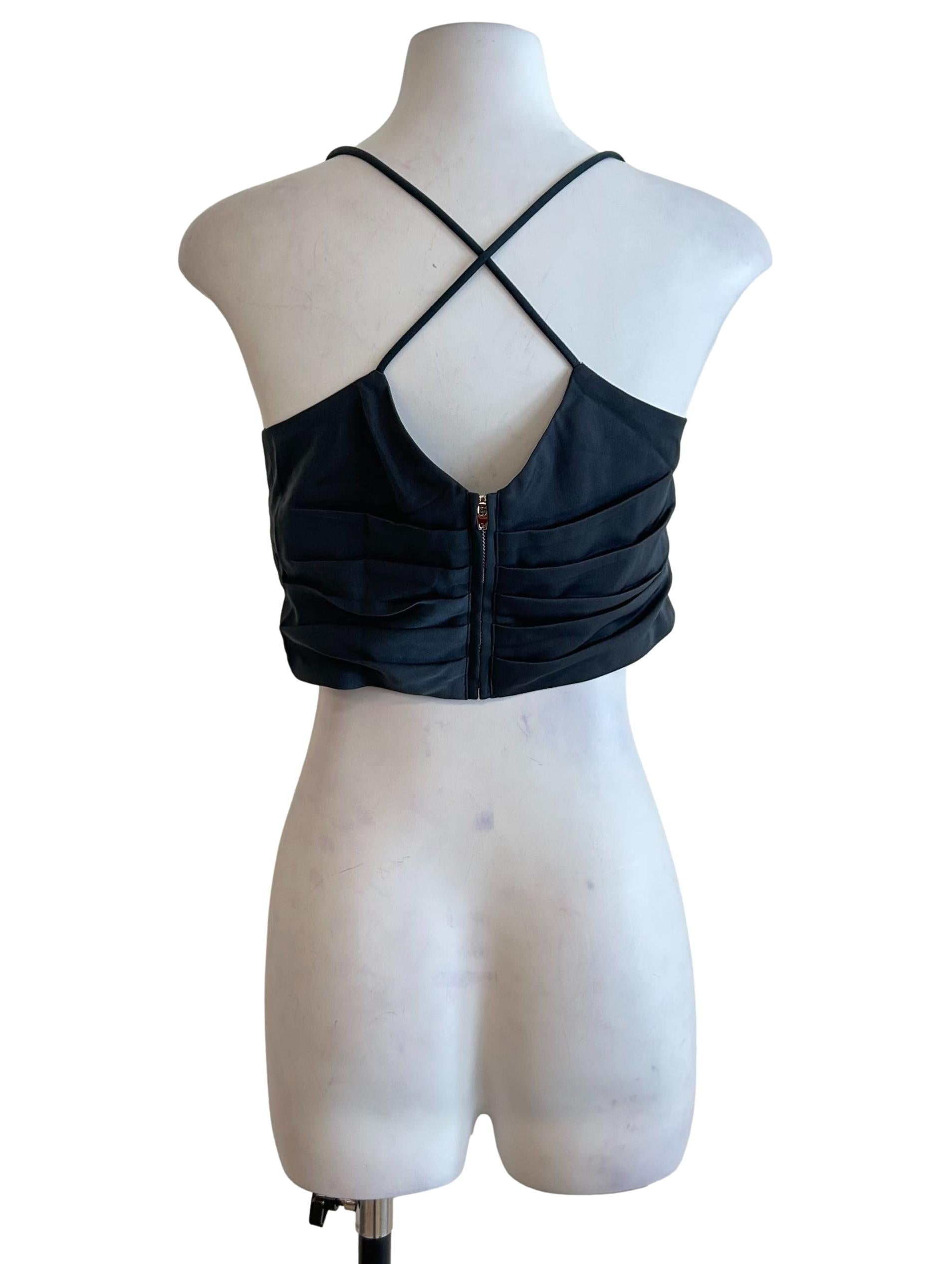 Slate Grey Asymmetric Pleated Top