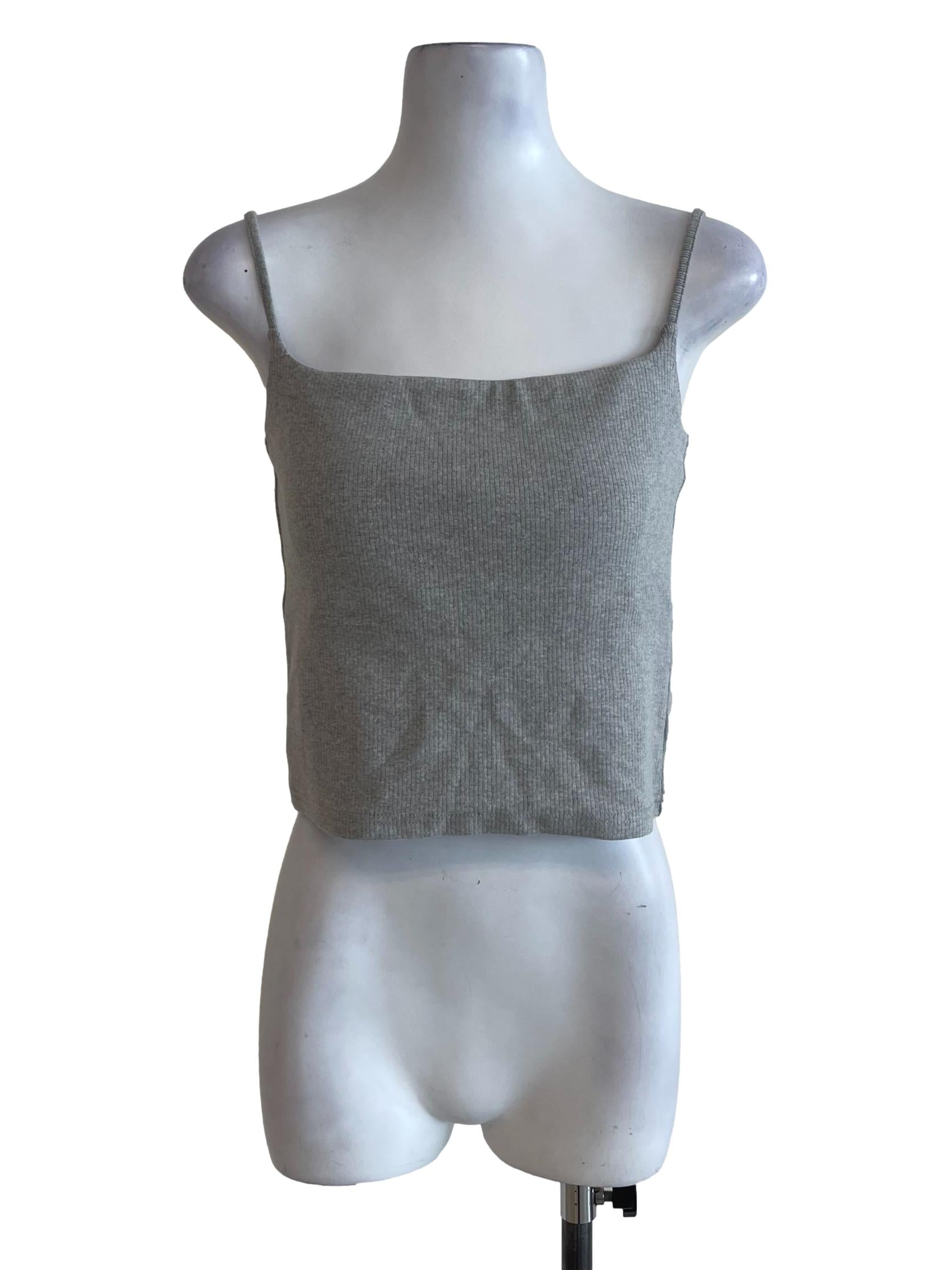 Grey Ribbed Top