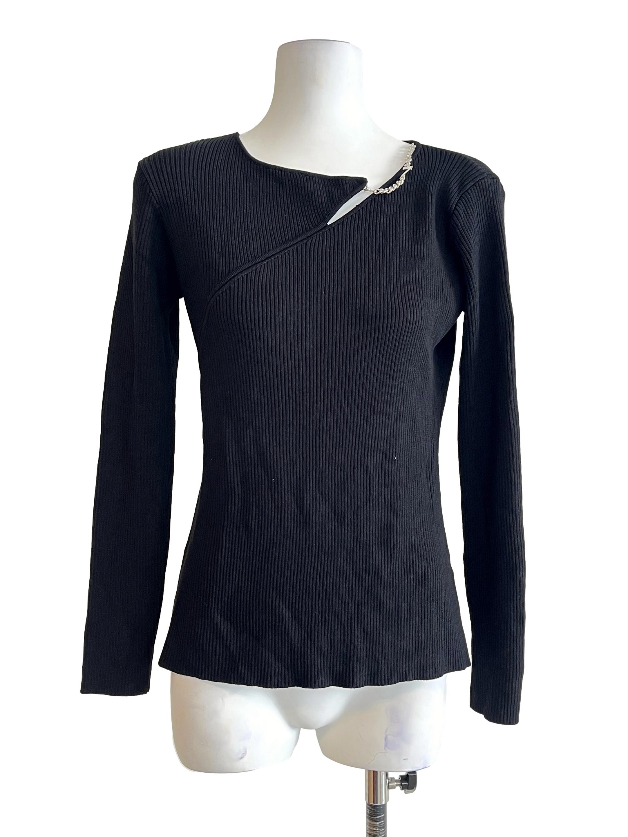 Ink Black Halter Long Sleeve Top