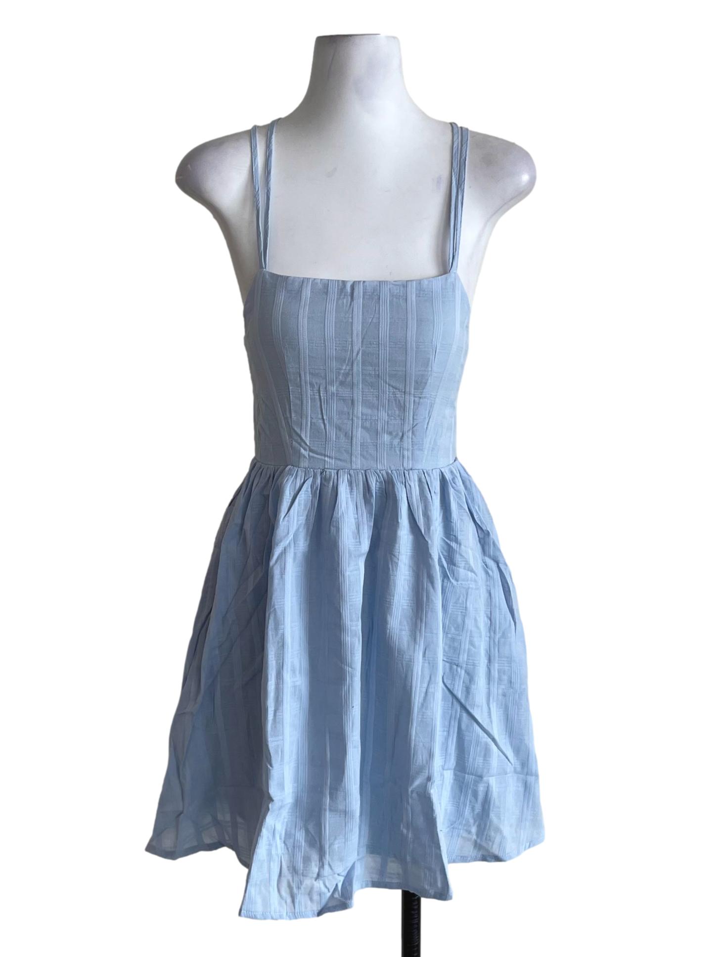 Blue Mirabel Cross Back Padded Dress