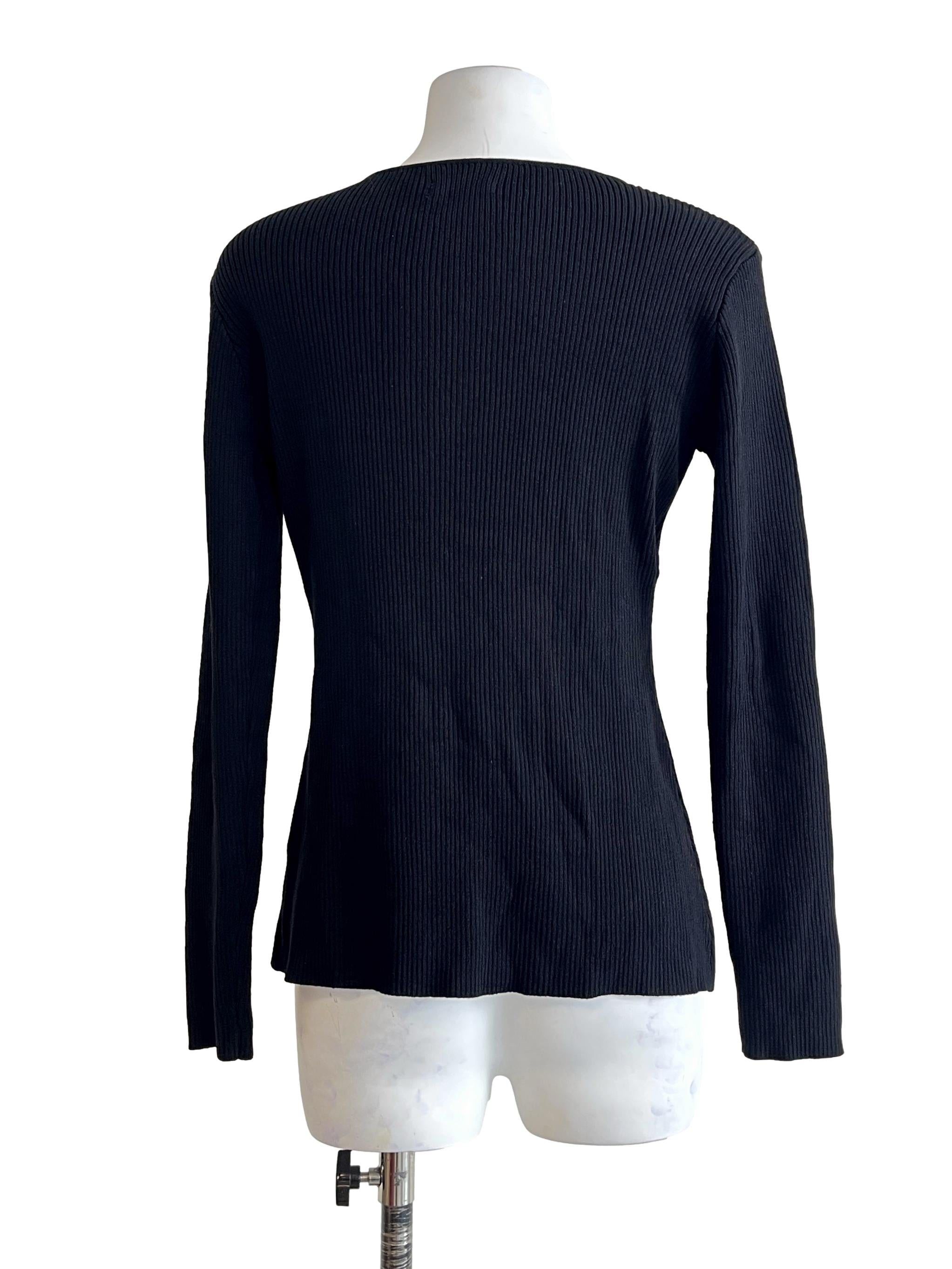 Ink Black Halter Long Sleeve Top