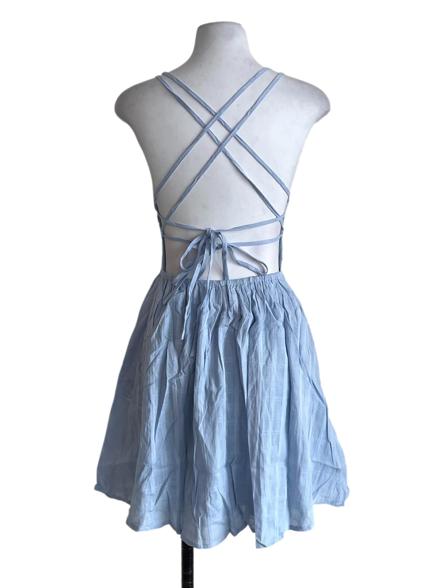 Blue Mirabel Cross Back Padded Dress