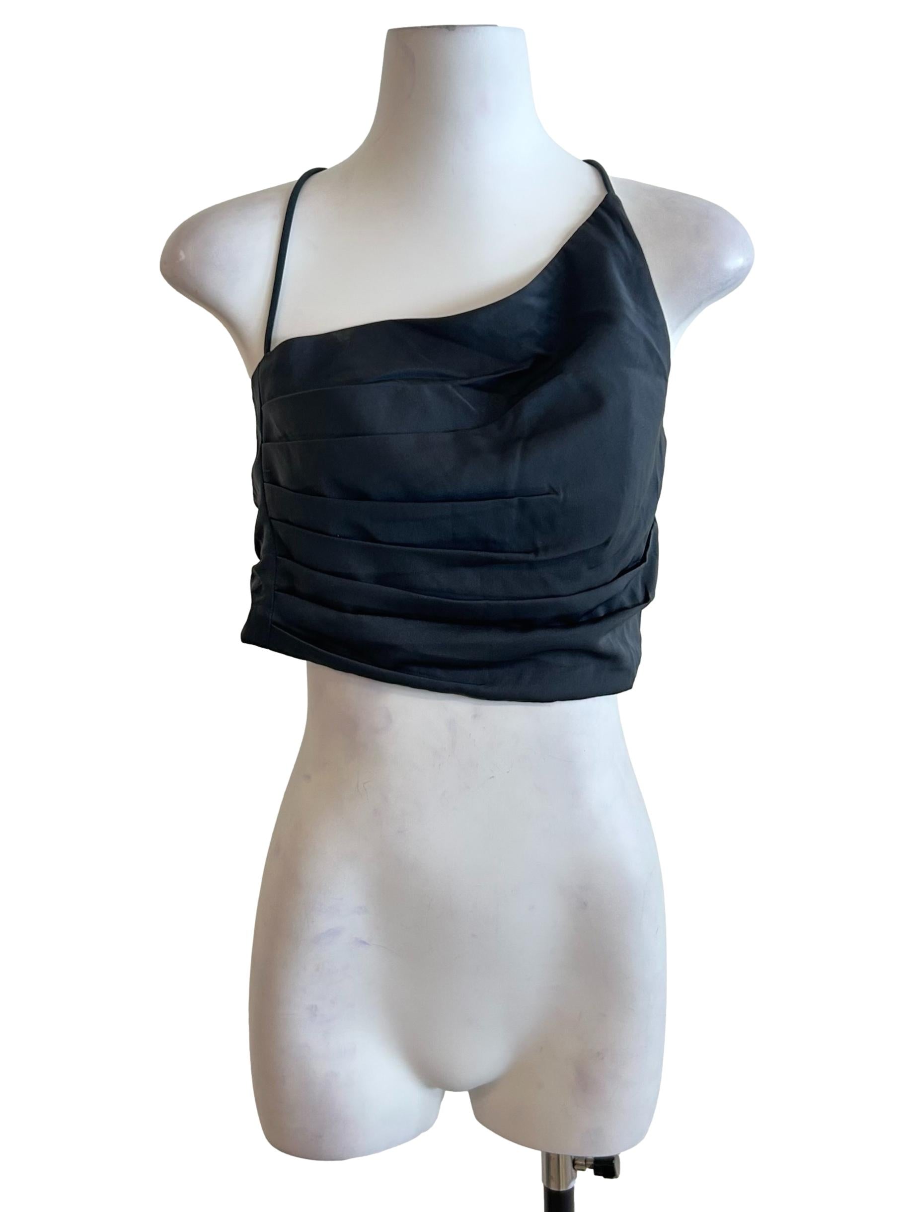 Slate Grey Asymmetric Pleated Top