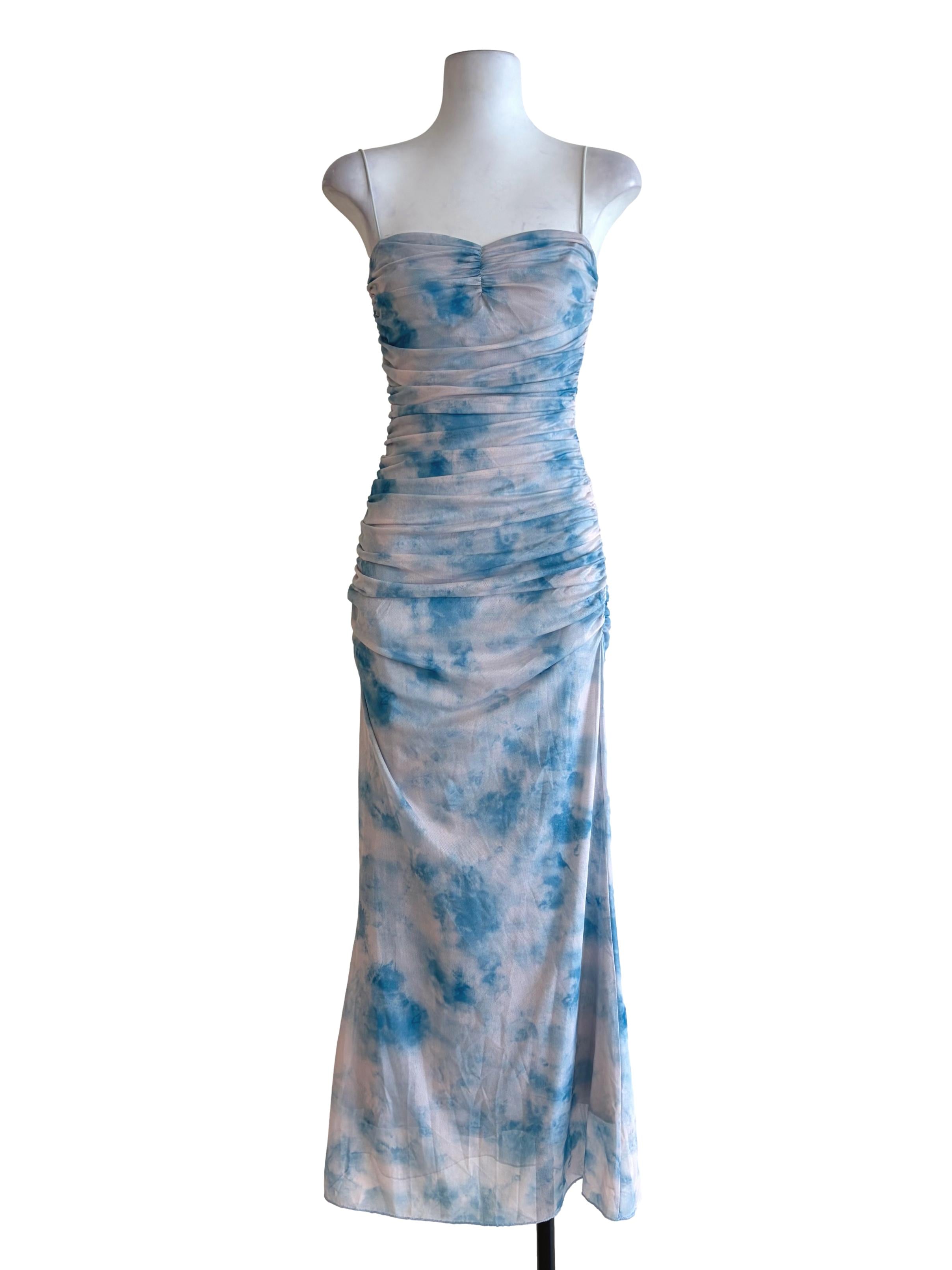 Sky Blue Mesh Slip Dress