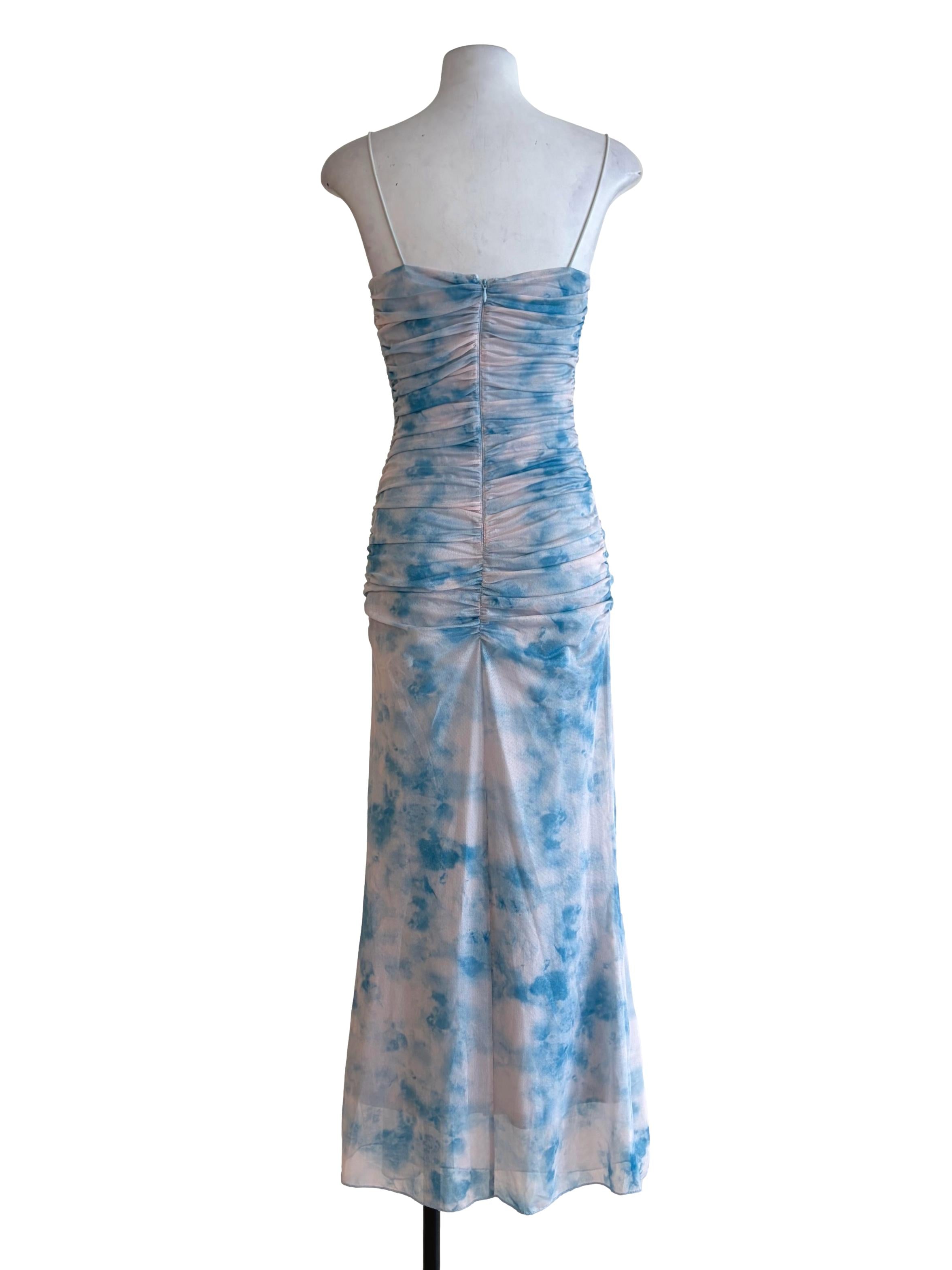 Sky Blue Mesh Slip Dress