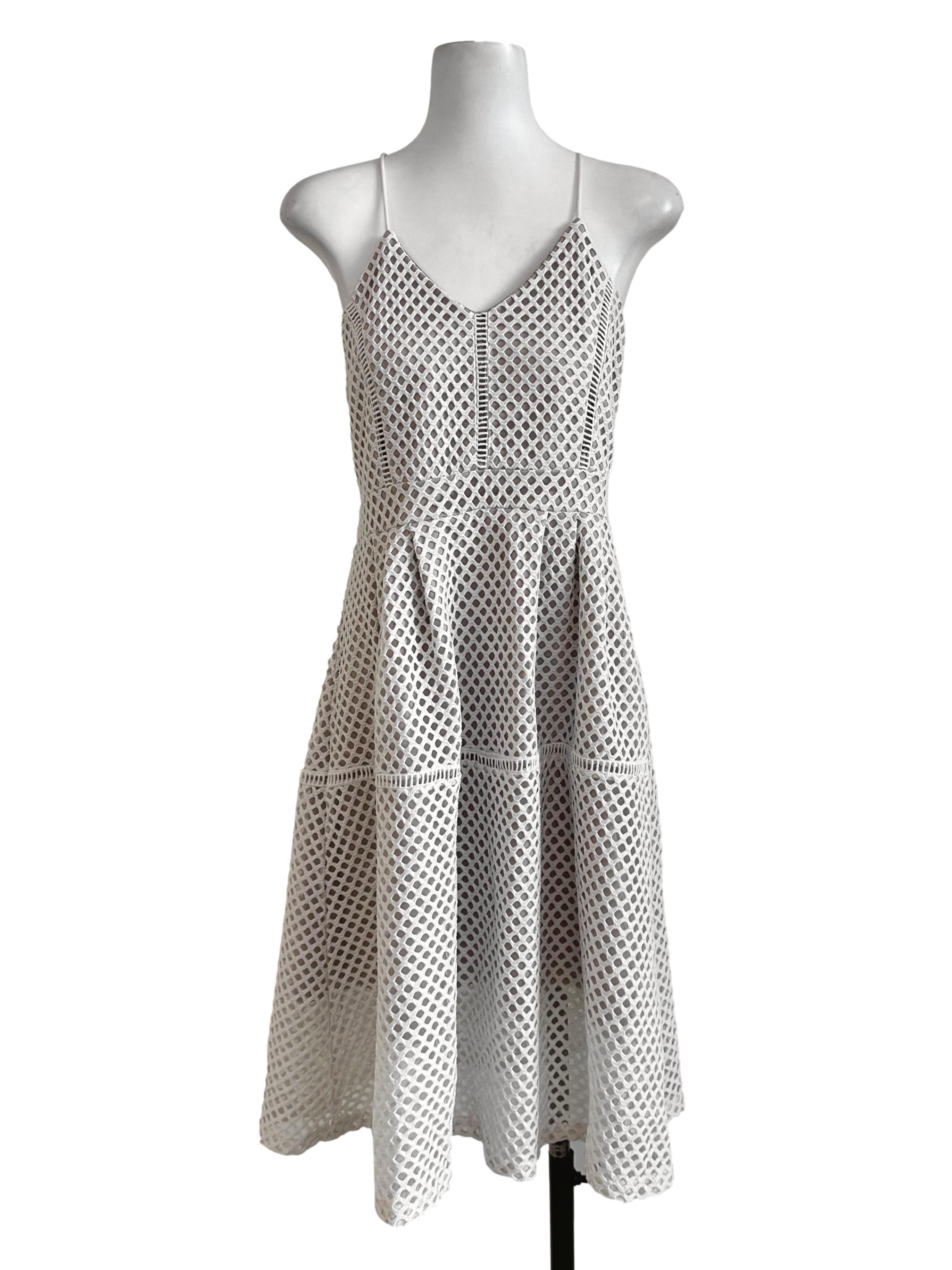 Beige Embroidered Linen Dress