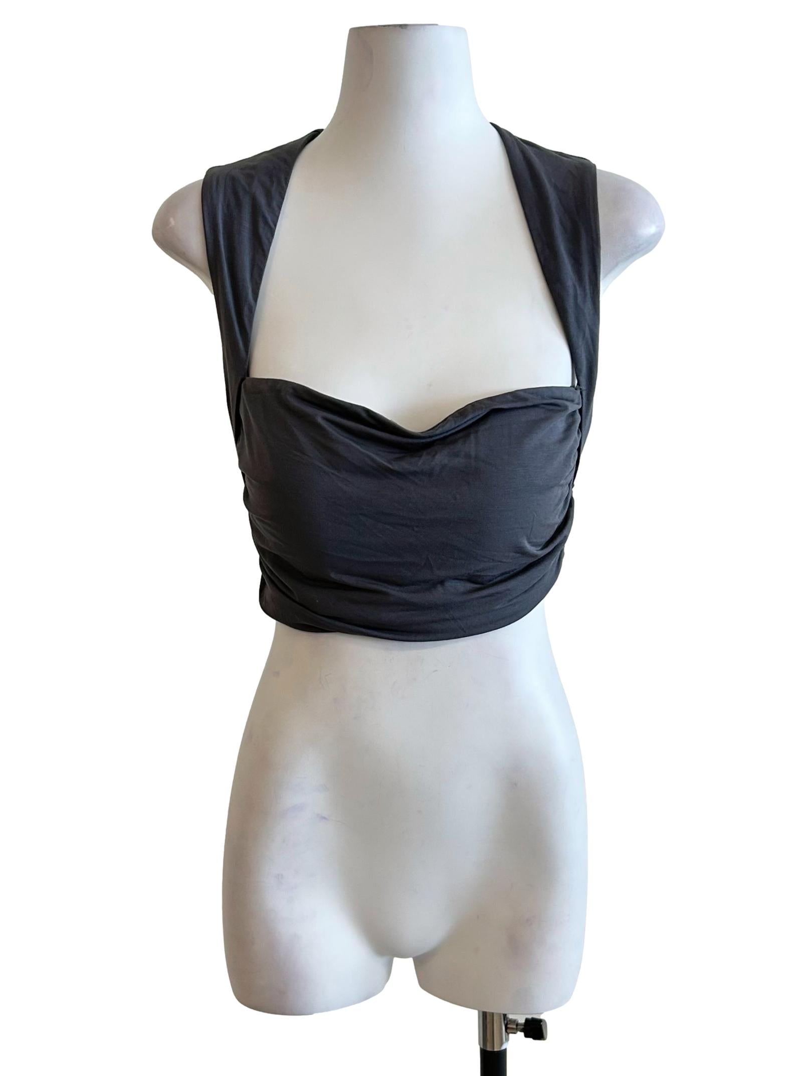Charcoal Ruched Cowl Neck Crop