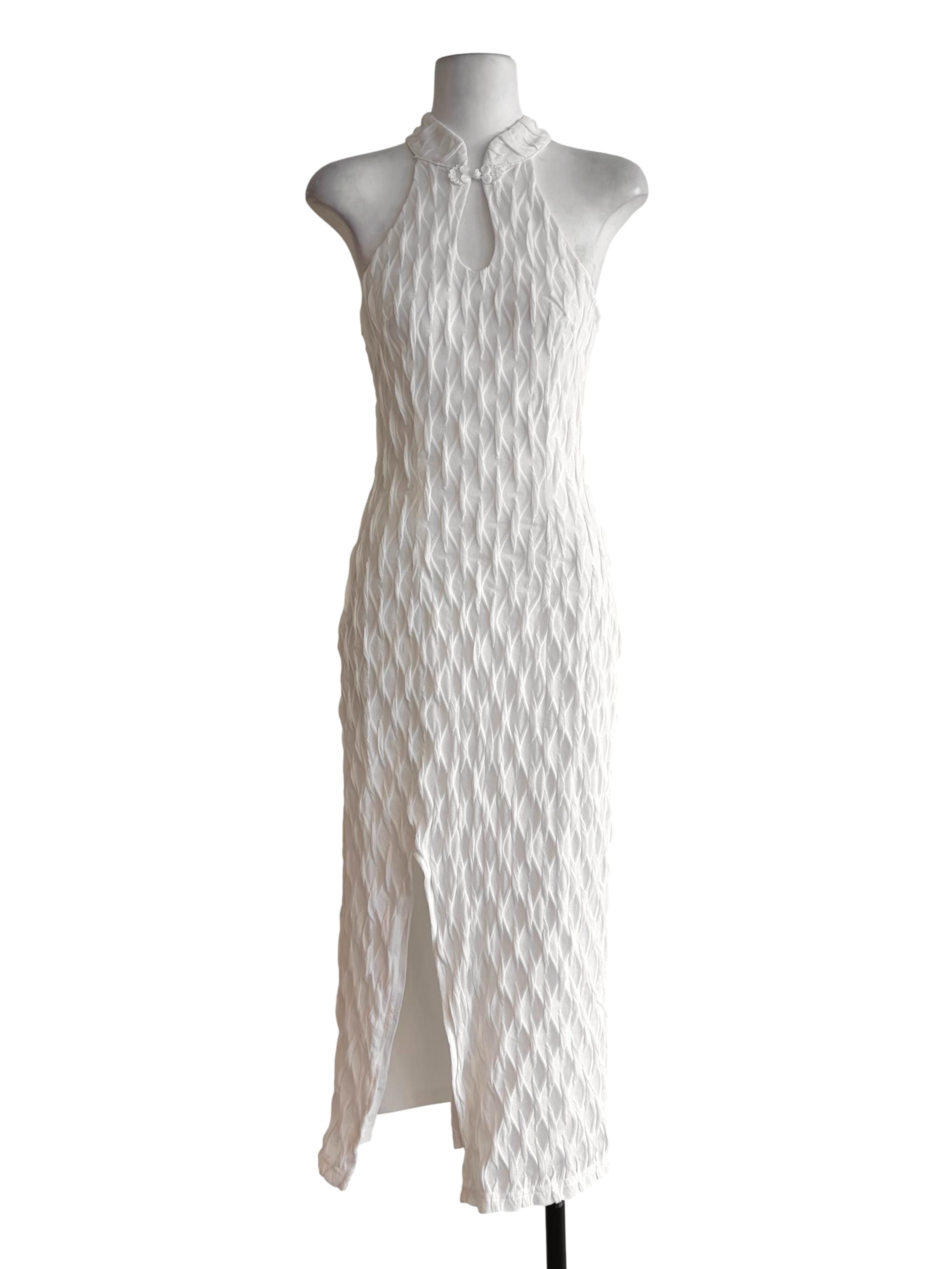 Dove White Textured Bodycon Dress