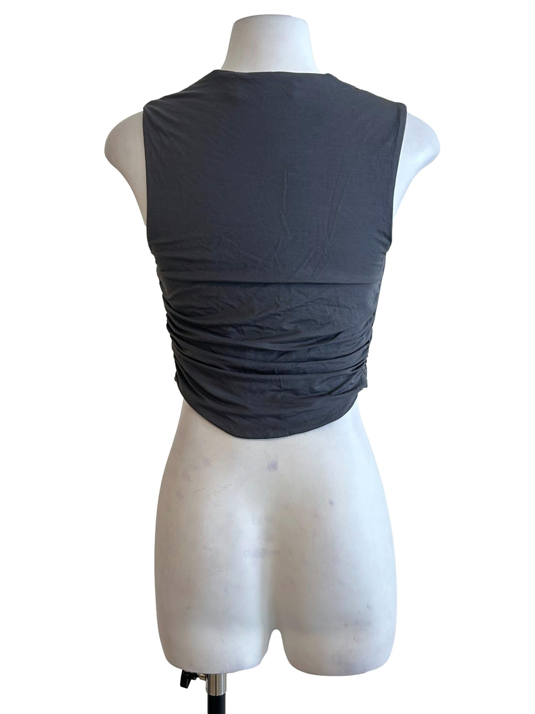 Charcoal Ruched Cowl Neck Crop